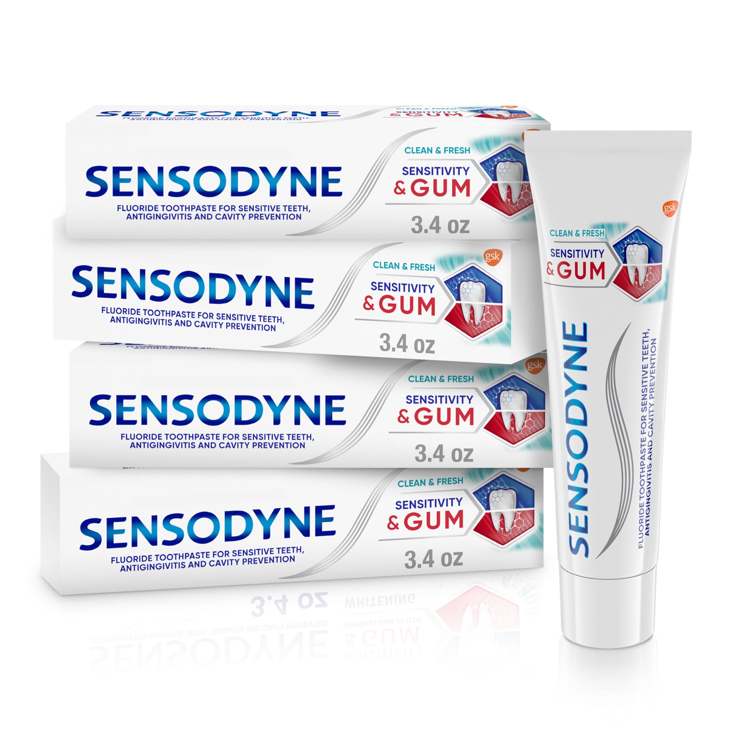 Sensodyne Sensitivity & Gum Clean & Fresh Toothpaste, 3.4 oz - Product Imagery