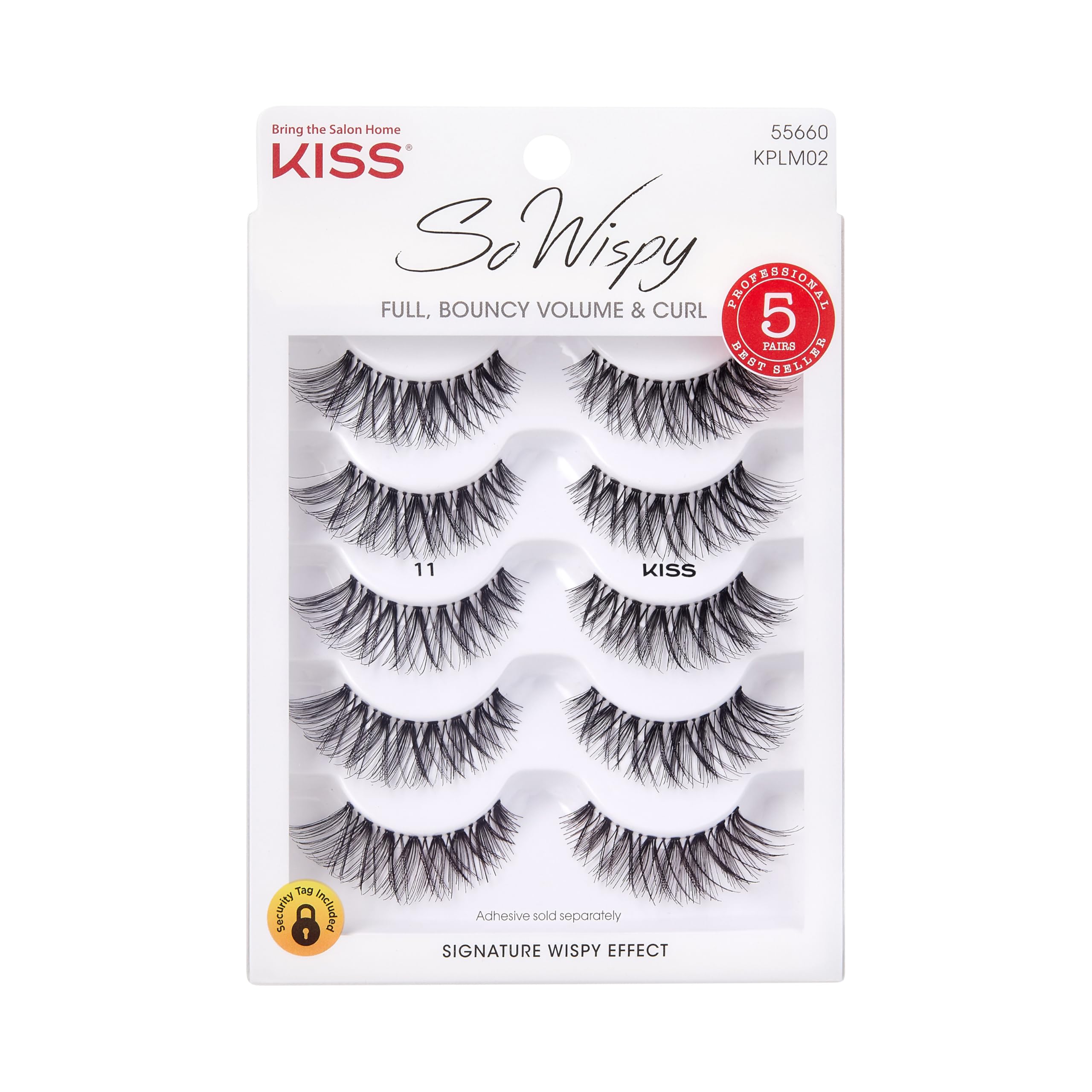KISS So Wispy false eyelash clusters, 12mm length, 5 pairs, reusable, easy to apply, natural-looking eye lash extension