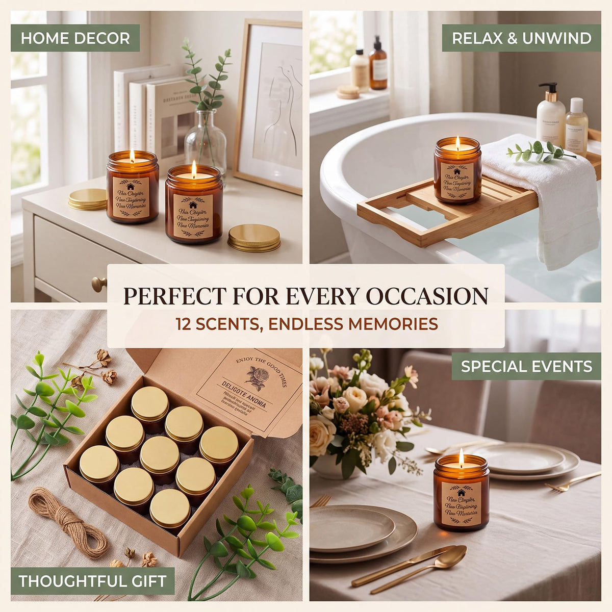 12 Pieces Scented Candle Gifts Set - RimCereal Official Imagery - 5