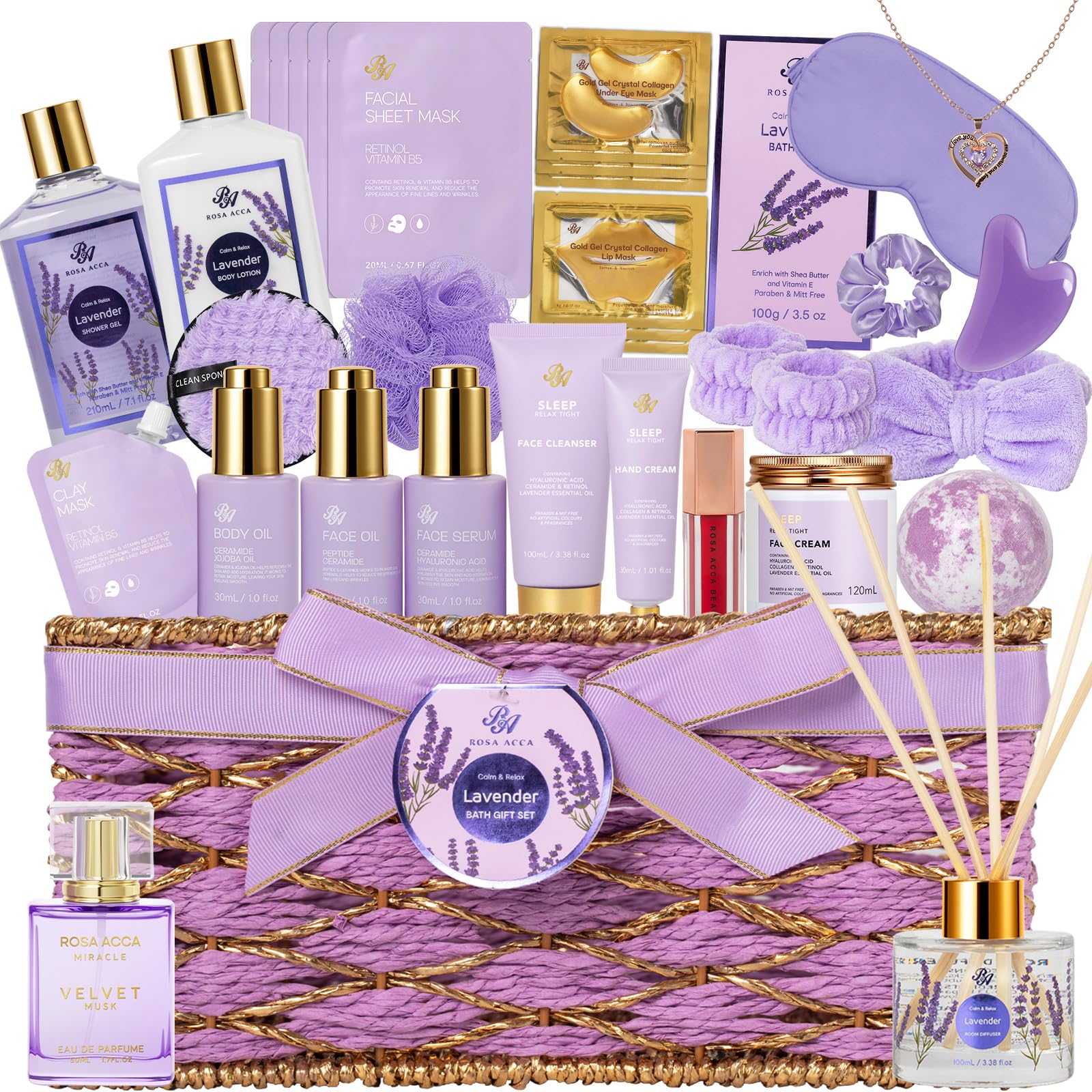 35 Pcs Gifts for Women, Lavender Bath & Body Gift Basket,Face - Product Imagery