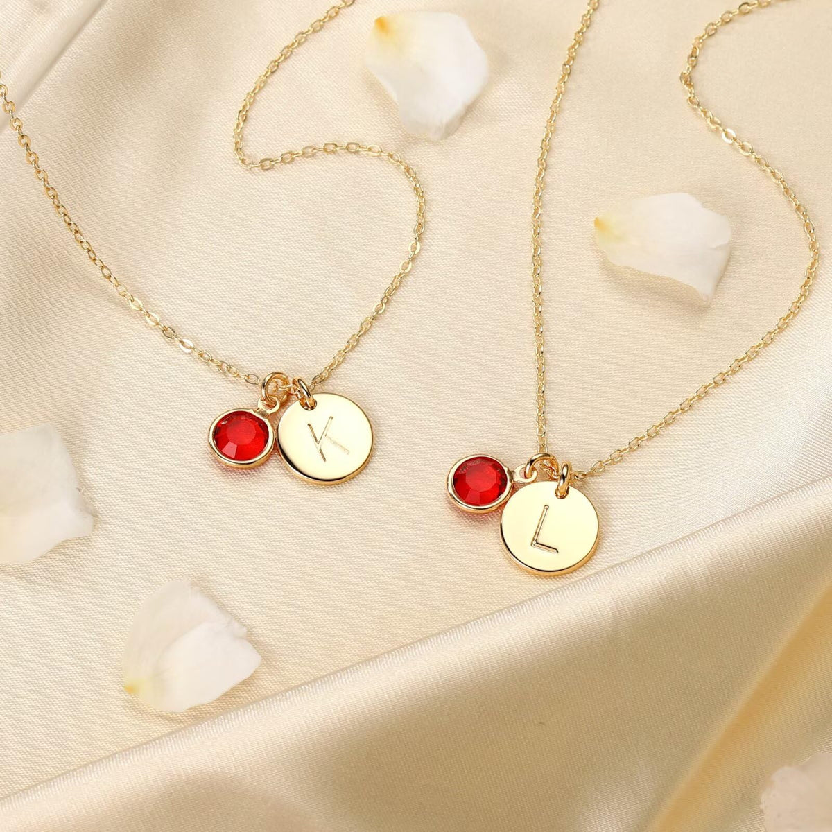 Hidepoo Initial Birthstone Necklace for Girls Women - Personalized Gifts – alternate angle