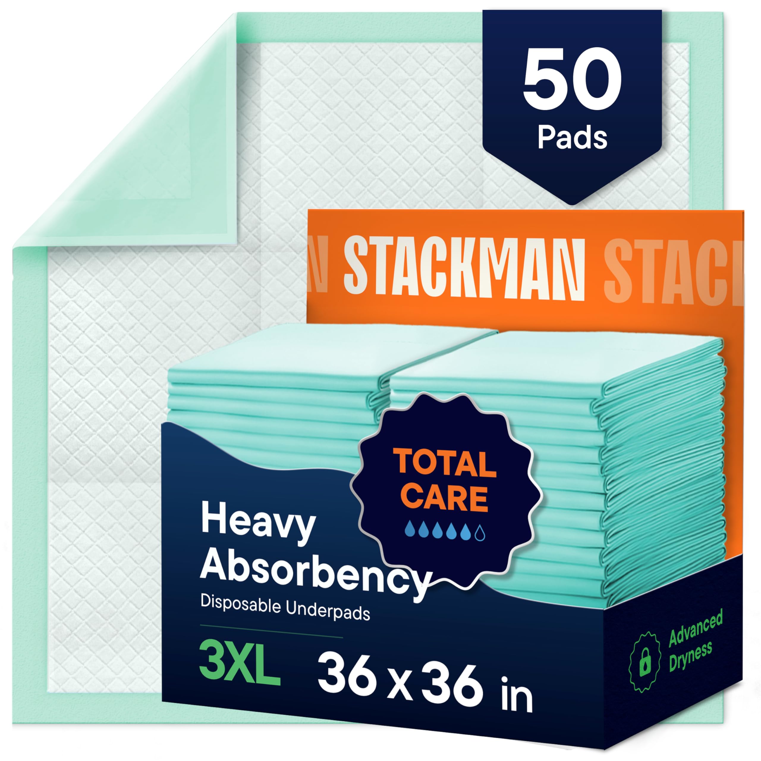 Chucks Pads Disposable - 36x36 Underpads [50-Pack] Incontinence - Product Imagery