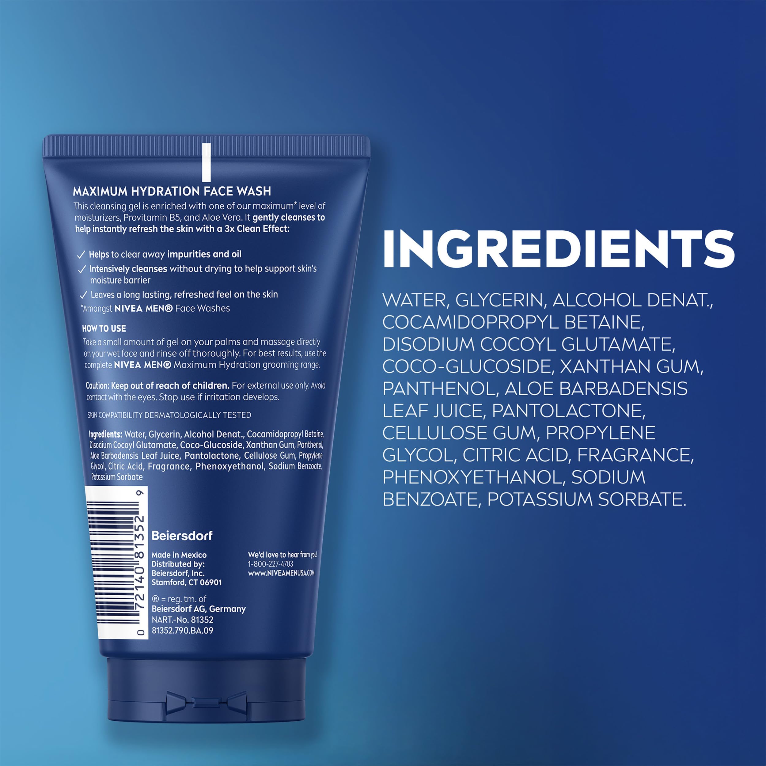 NIVEA MEN Maximum Hydration Face Lotion with SPF 15 sunscreen, 4 bottles of 2.5 fl oz each, for men's skin protection.