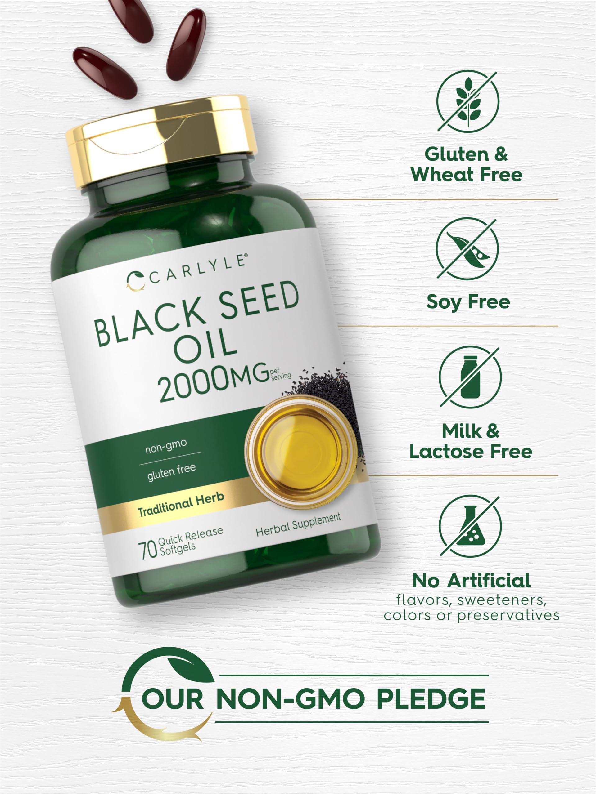 Carlyle Black Seed Oil Softgel Capsules | 2000mg | 70 Pills