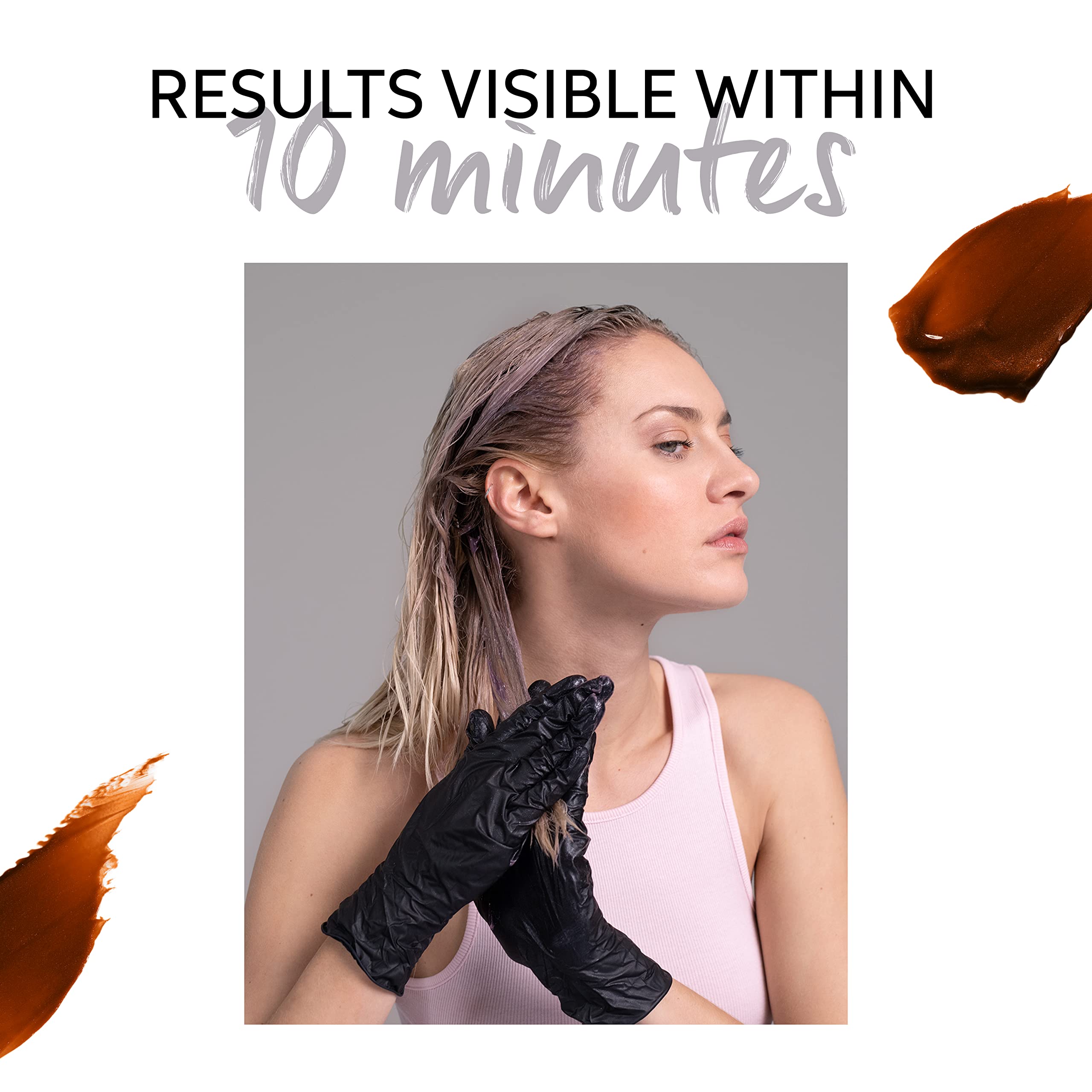 Wella Professionals Copper Glow Color Fresh Mask applied to hair, showcasing vibrant copper-toned hair coloring treatment.