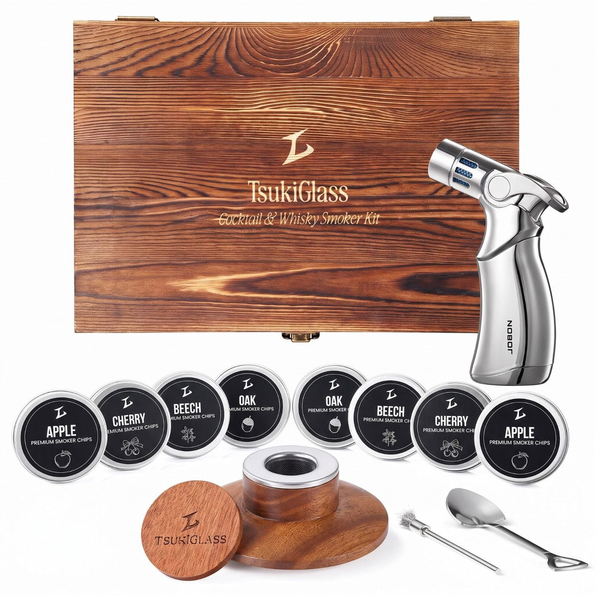 Bourbon Whiskey Smoker Kit with Torch Luxury Gift for Men - TSUKIGLASS Official Imagery - 2