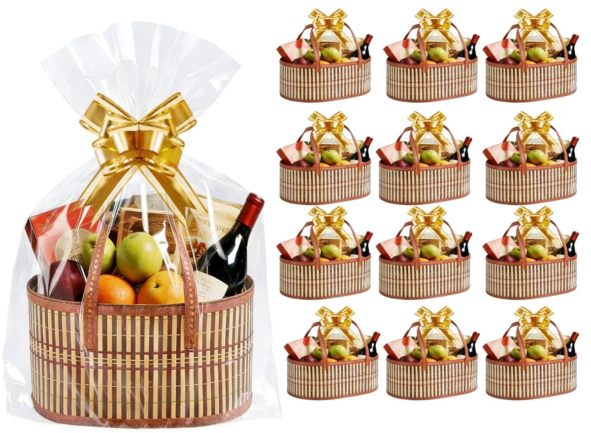 12 Set Baskets for Gifts Empty Bulk Large Woven Bamboo Gift - Premium Selection Official Imagery - 2