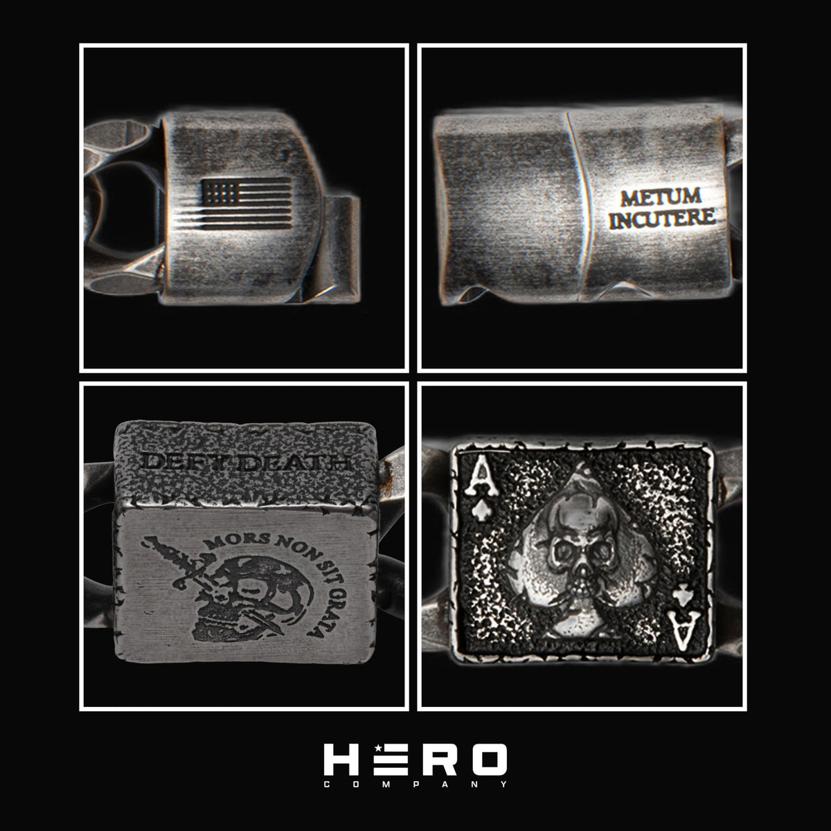 Hero Company Cuban Link Bracelet for Men - ‘Revenant’s Wrath Ace of Spades’ Men’s Stainless Steel Bracelet - Helps Pair 