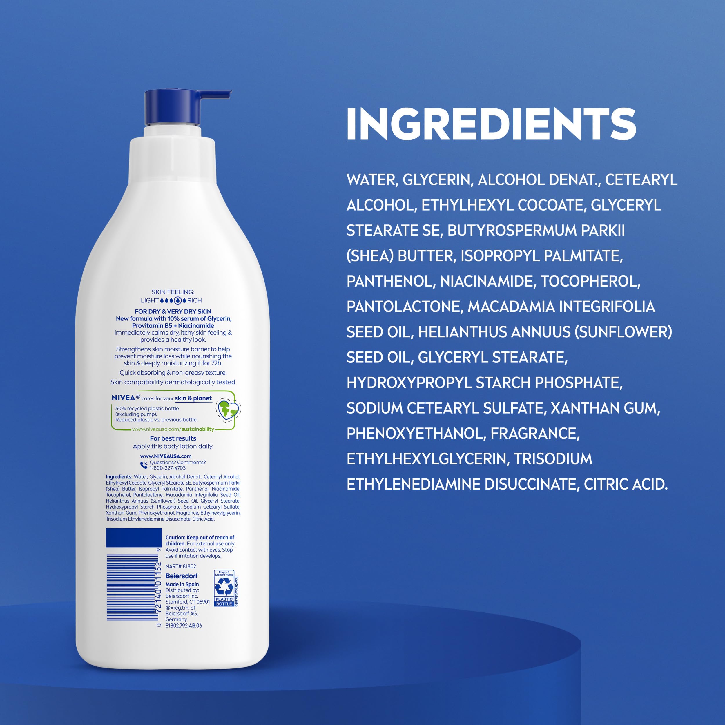 NIVEA Intense Healing Body Lotion, 72-Hour Moisturizing Lotion,16.9 FL OZ