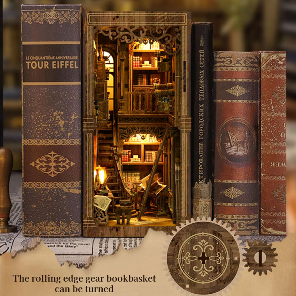 Book Nook Kit Library Booknook Kit Dollhouse Bookshelf - ISSEVE Official Imagery - 5