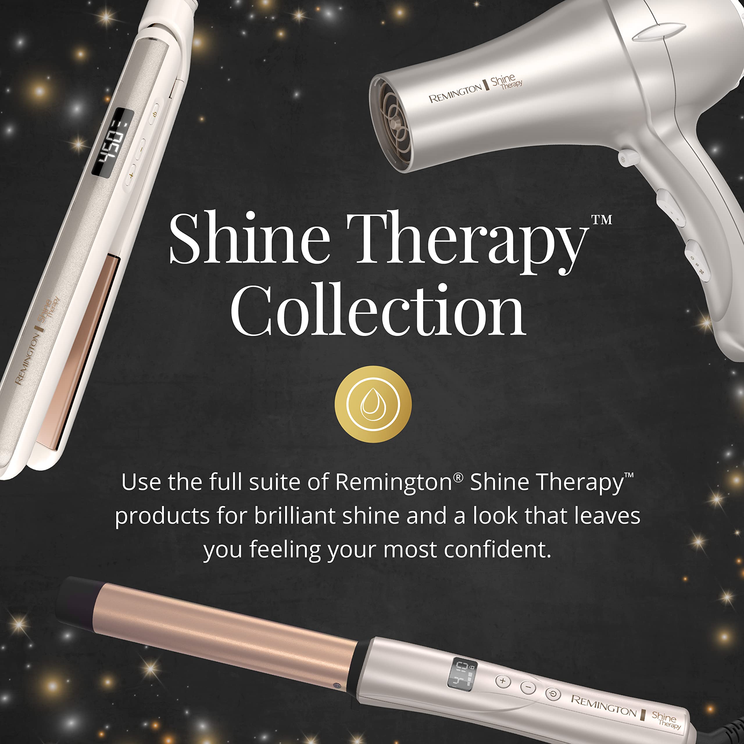 Remington Shine Therapy hot rollers set with 20 ceramic hair rollers and a styling clip for creating volume and curls