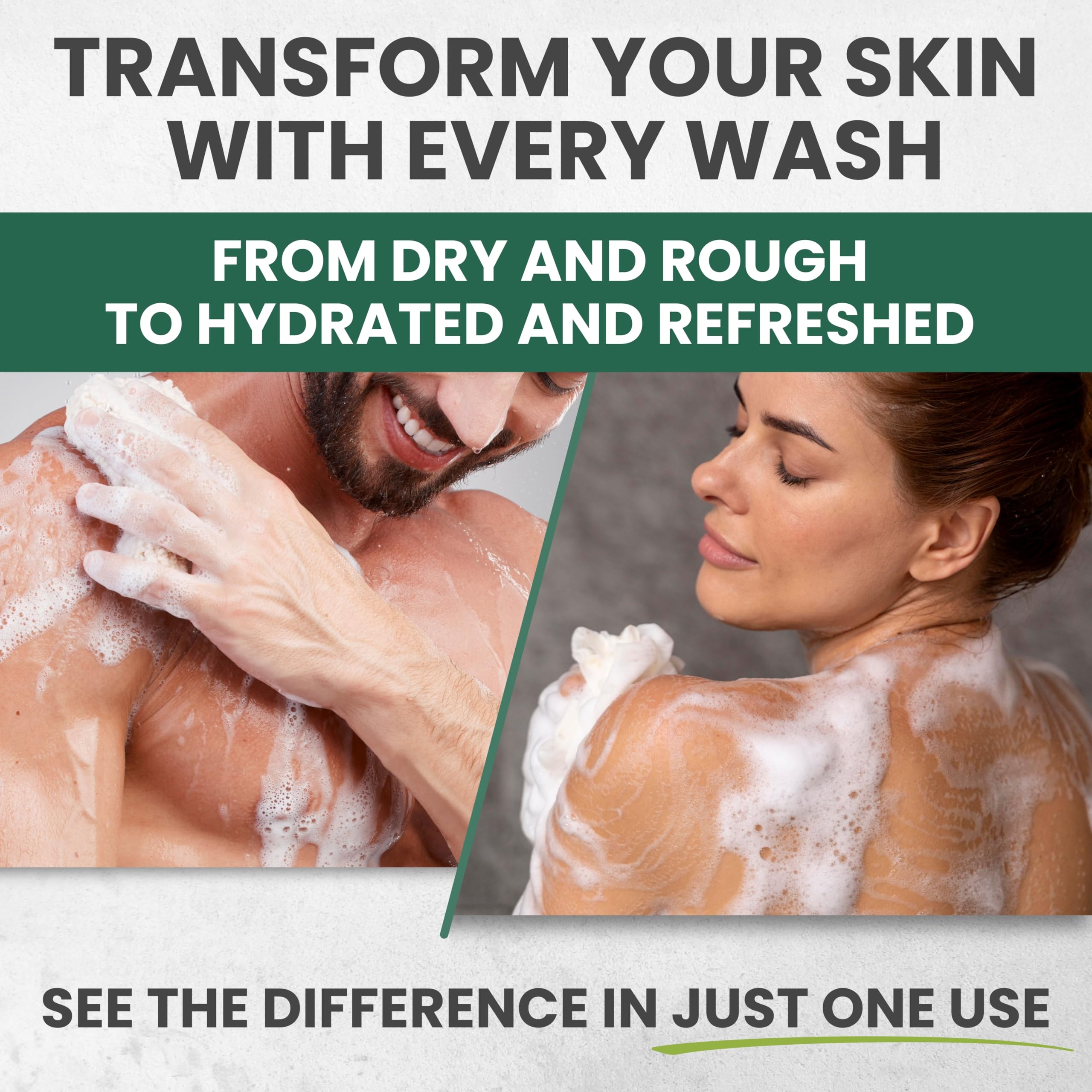KESMEDIK Tea Tree Body Wash with 100% tea tree oil, 16 oz bottle, showing the clear liquid and label on the front.