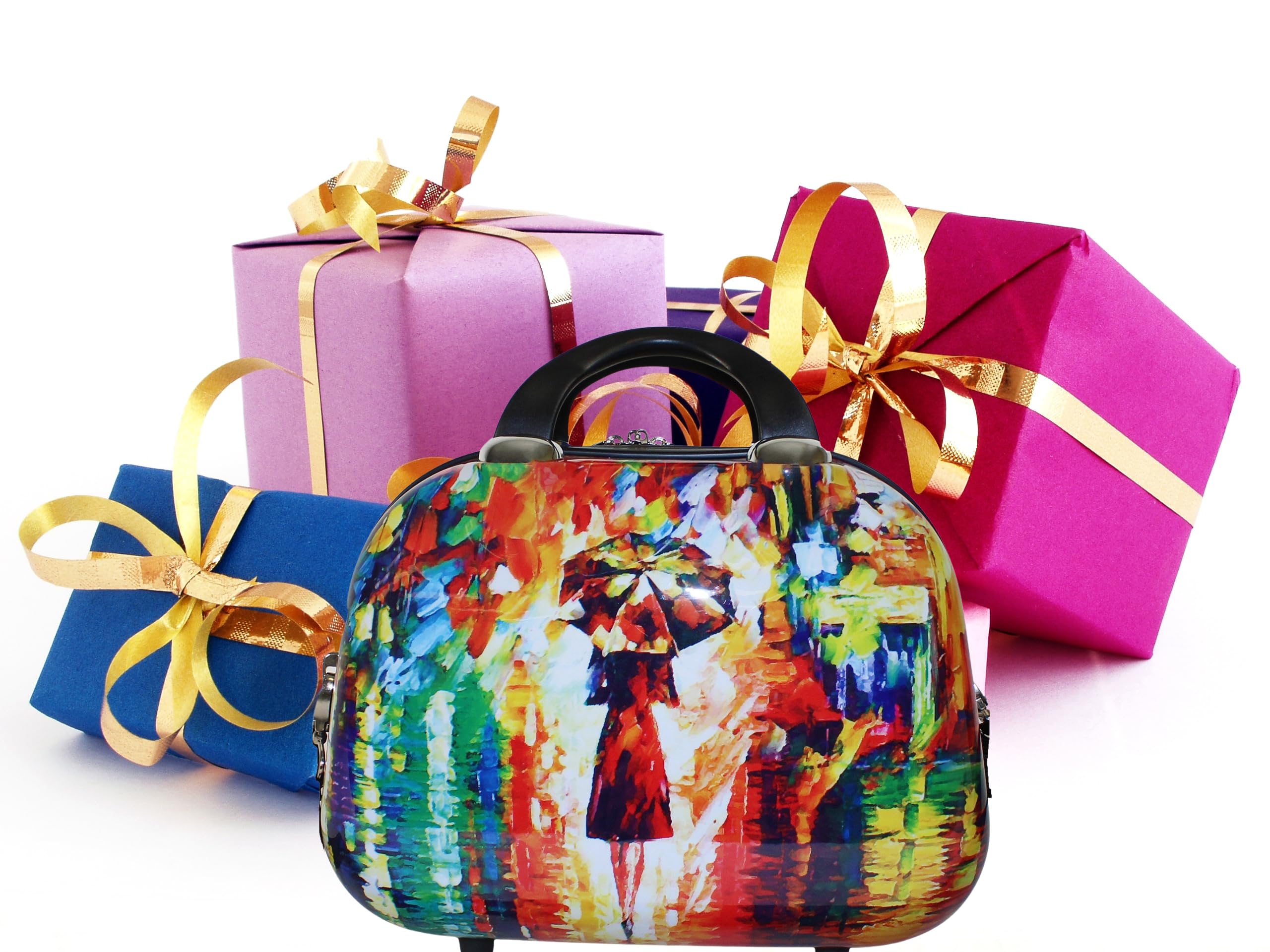 World Traveler 13-inch Paris Nights cosmetic tote bag, stylish handbag with floral design for travel and organization.
