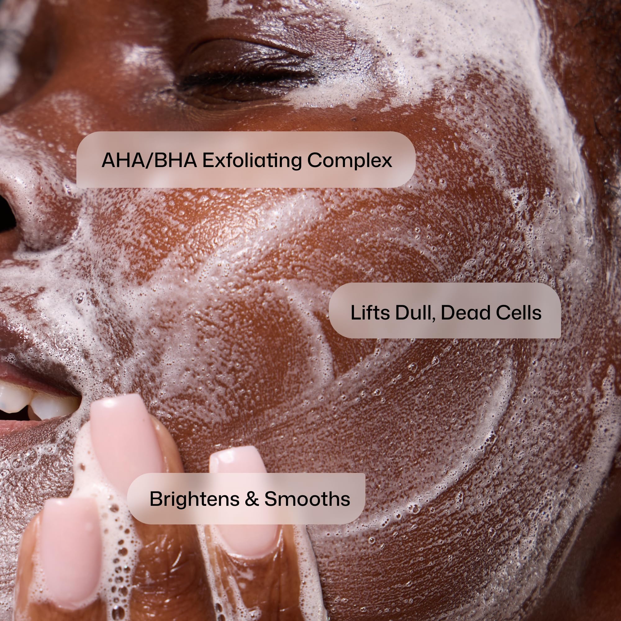 Revision Skincare Brightening Face Wash with AHA and BHA exfoliants, showing the cleanser bottle with bright packaging.