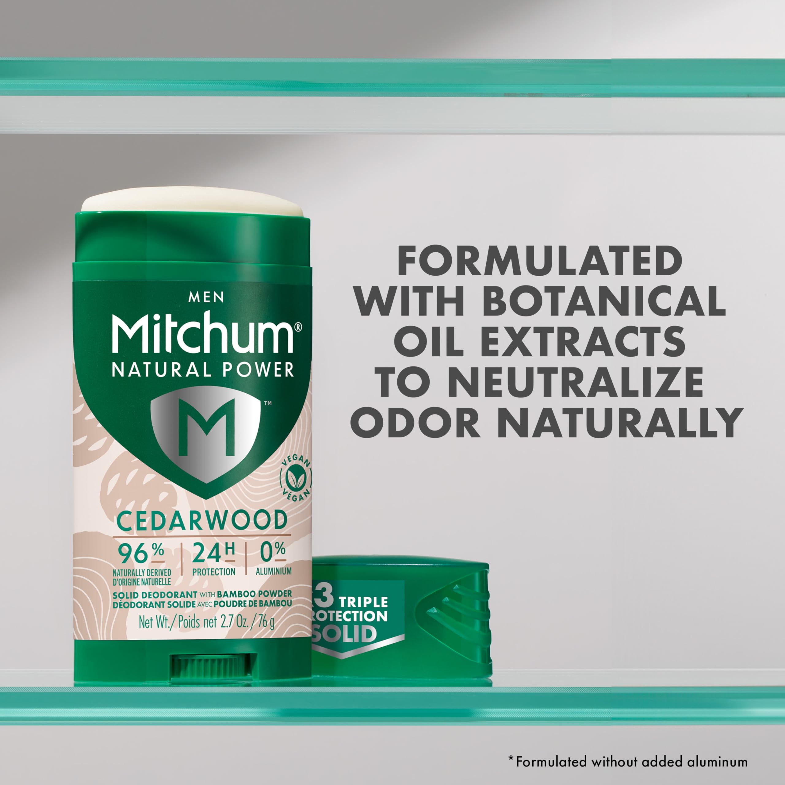 Mitchum Men’s Natural Power Deodorant Solid, Cedarwood, 2.7 oz