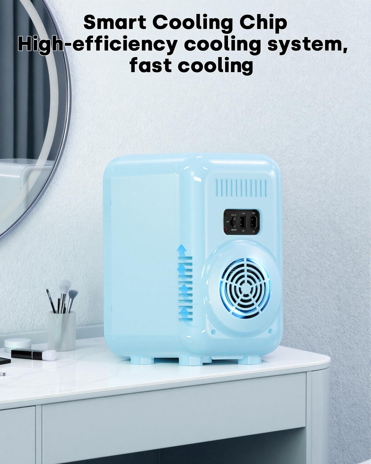 Enventor Mini Fridge, 6 L/8 Can Skincare Fridge, Small Fridge for Bedroom – full view