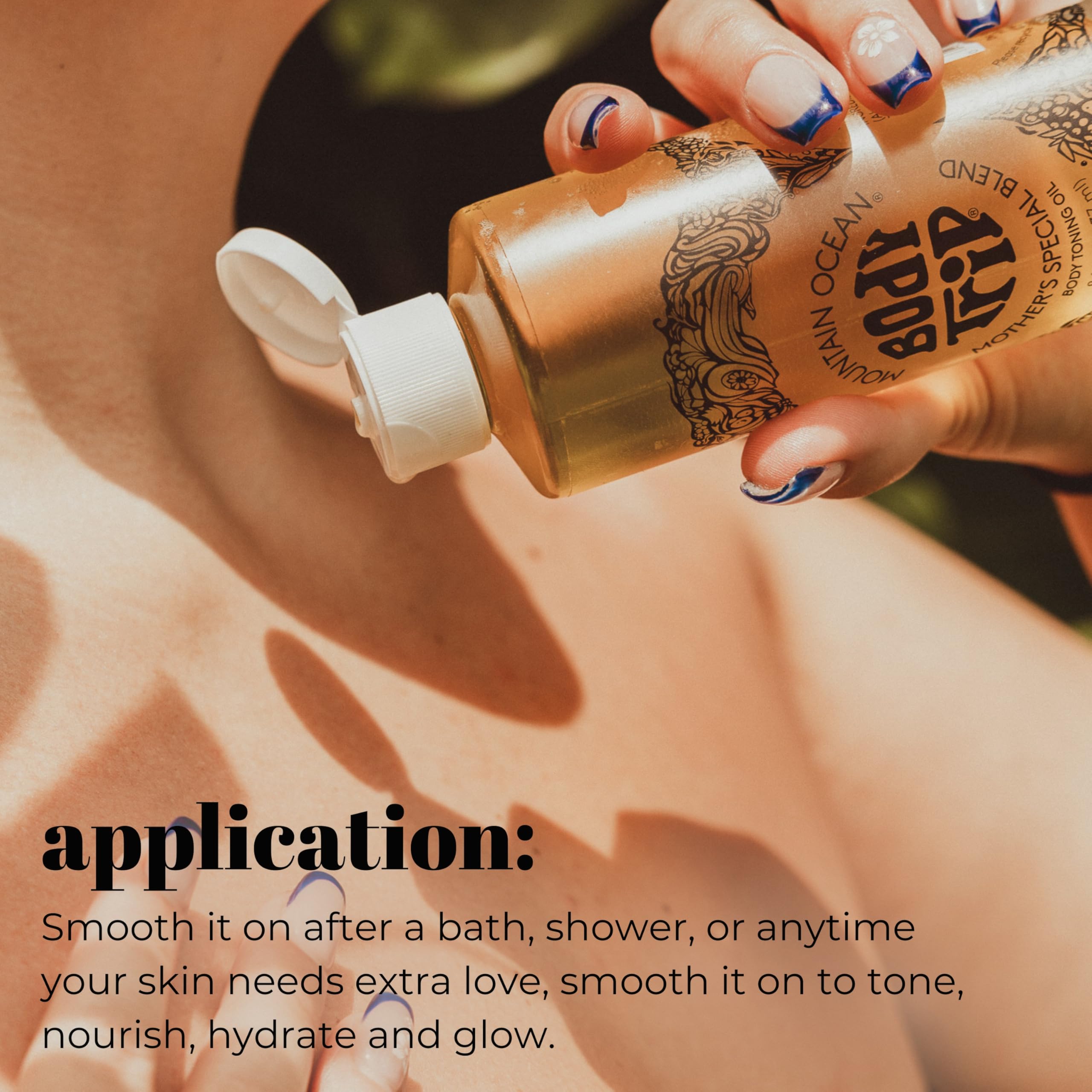 Mountain Ocean Body Trip Mother's Special Blend Body Toning Oil 8 Oz Deep Hydration, Helps Stretch Marks, with Almond & Coconut Oil, Cocoa Butter & Vitamin E (New Look, Same Formula)