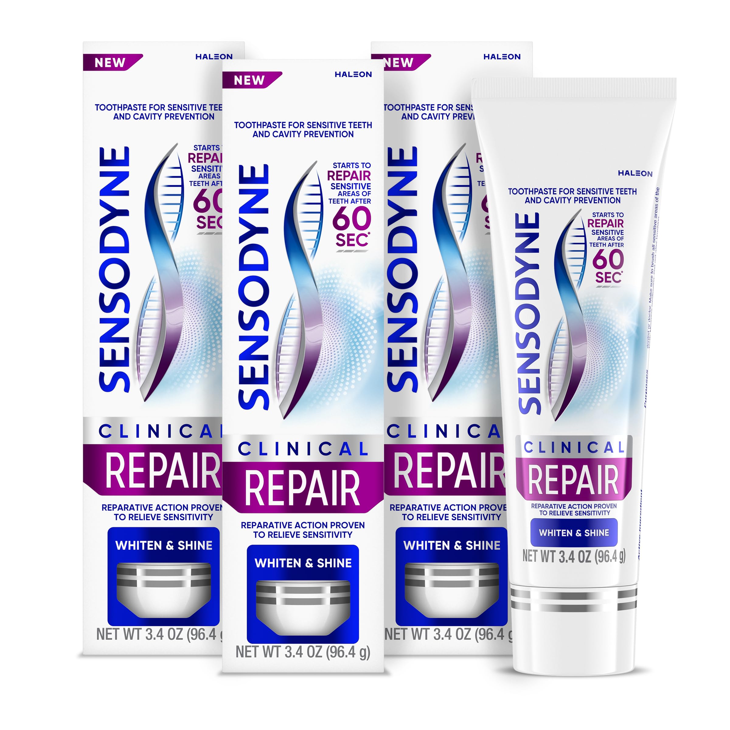 Sensodyne Clinical Repair Whiten & Shine Toothpaste, 3.4 oz (3 - Product Imagery