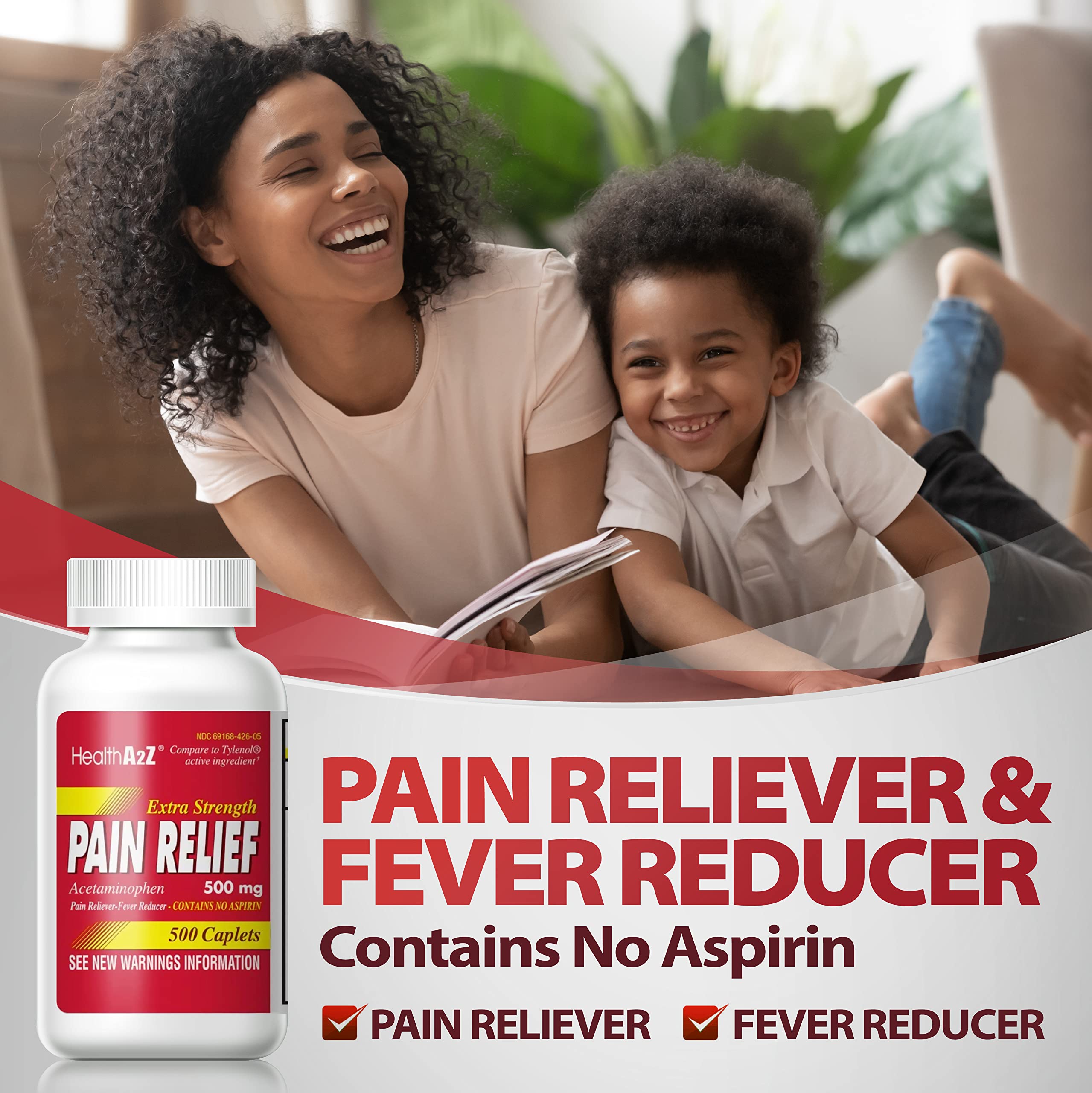 HealthA2Z® Extra Strength Pain Relief, Acetaminophen 500mg, 500 Count