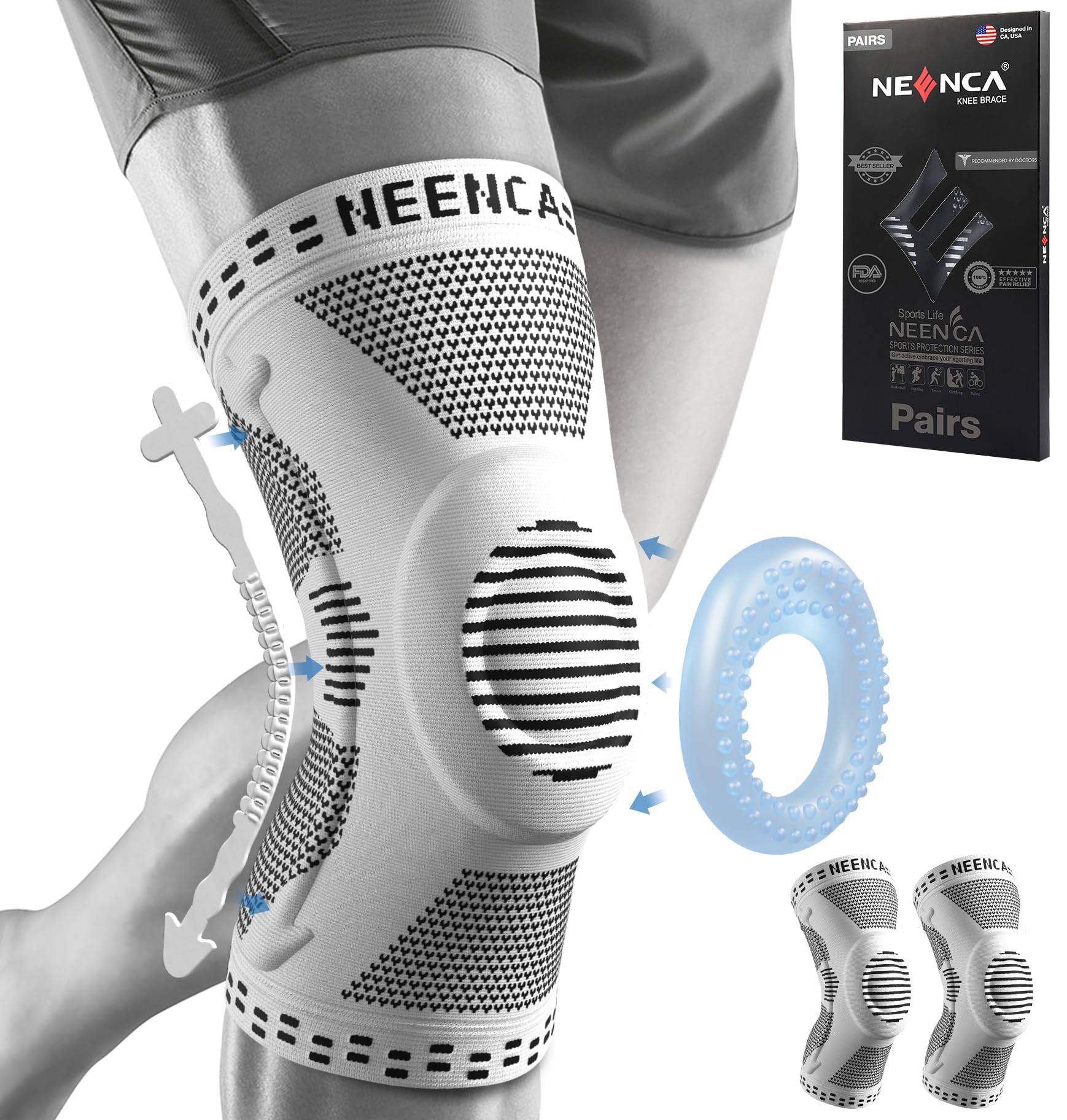 NEENCA Professional Knee Brace, Medical Knee Support for Women & - Product Imagery
