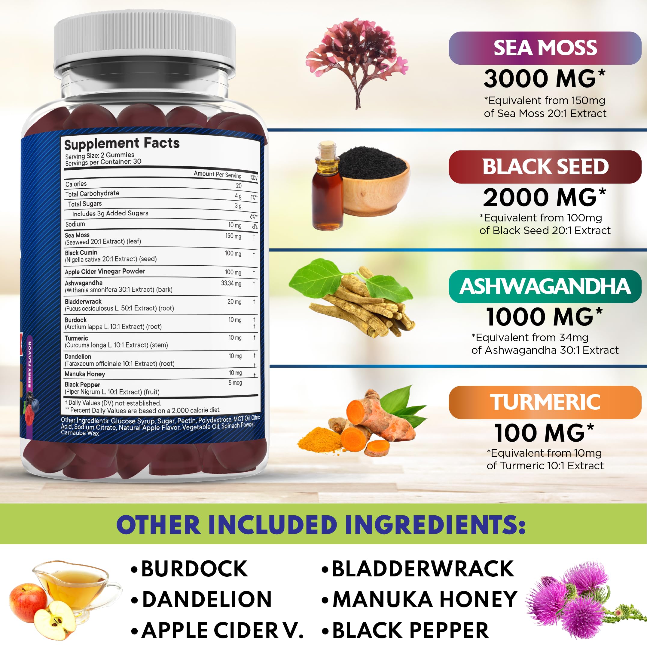 NEW AGE Sea Moss Gummies 10-in-1 – 120 Count