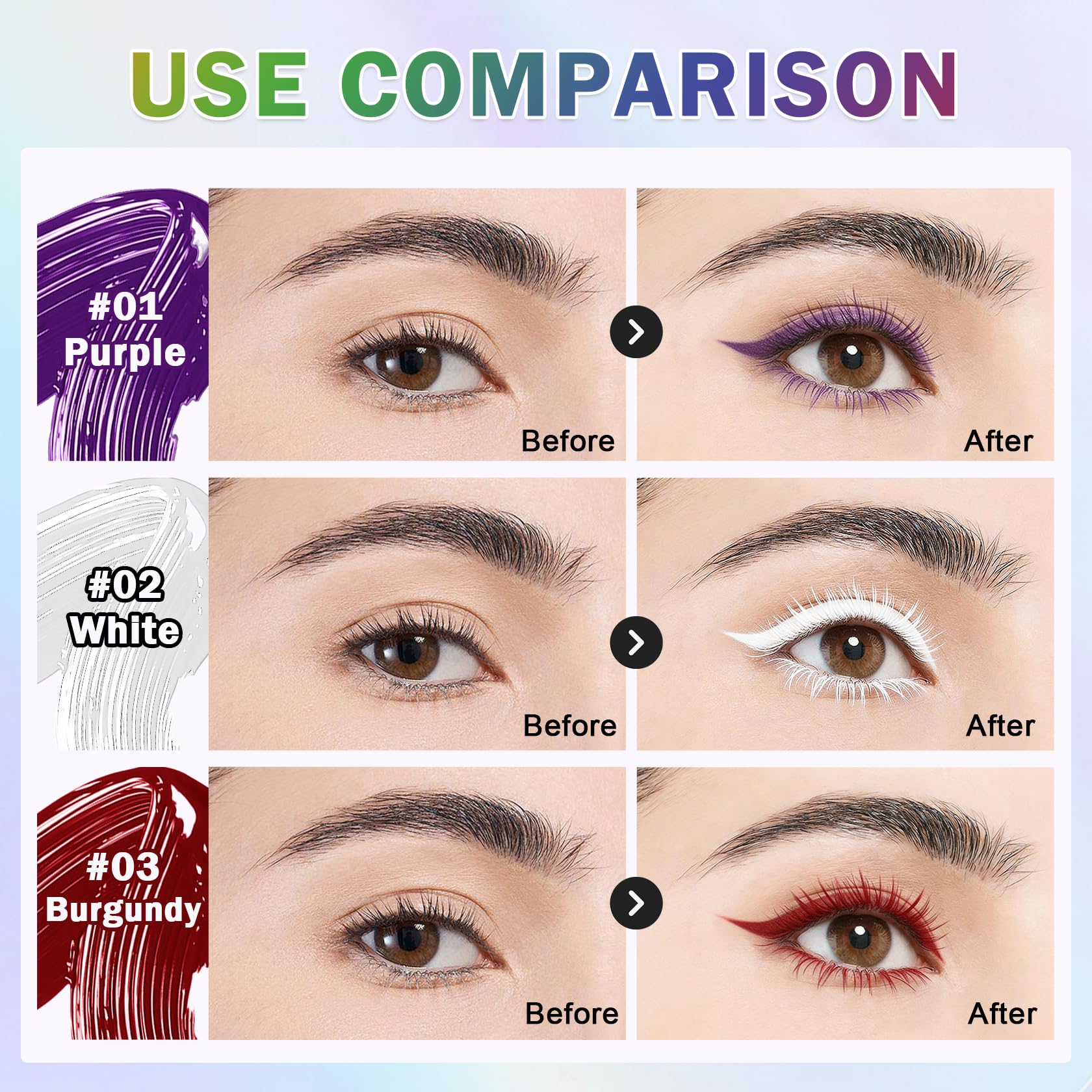Pink waterproof mascara by Rosawee with 5D volume and length for dramatic lash enhancement.
