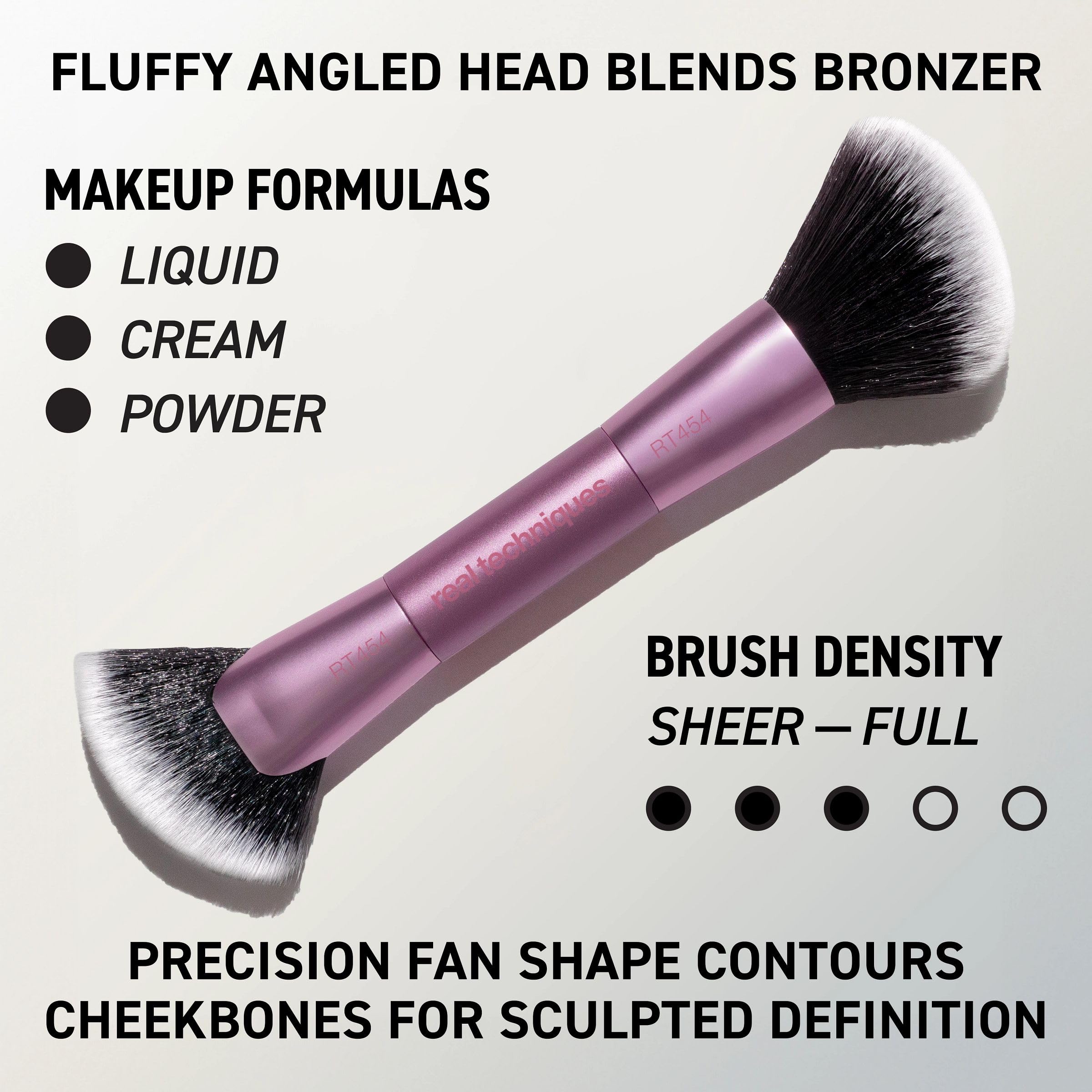 Real Techniques Big Blends Energy Brush and dual-sided puff kit in a 6-piece cosmetic brush set arranged for display.
