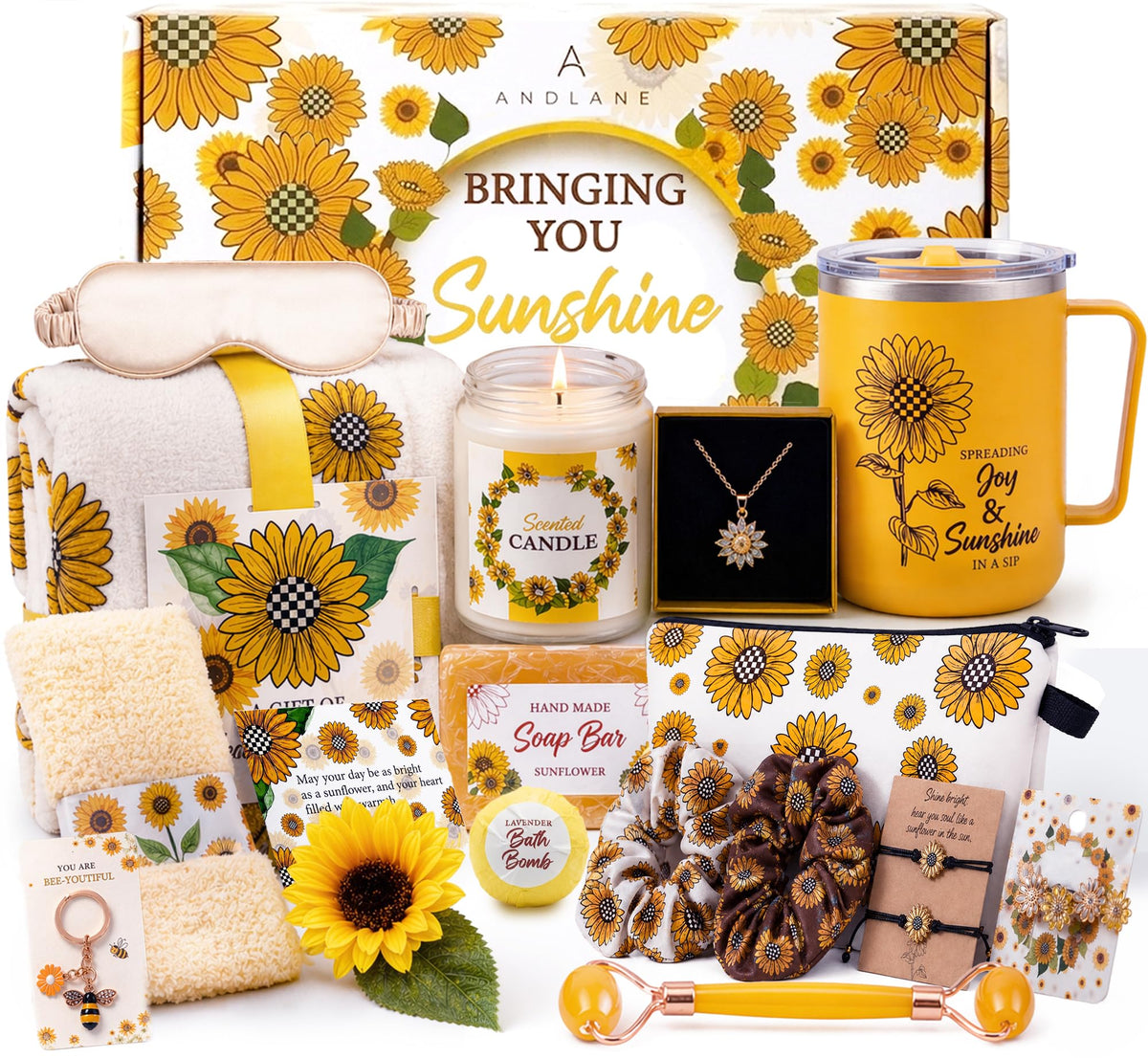 Sunflower Gifts for Women 18Pcs Unique Gift Basket Set - Andlane Official Imagery - 2