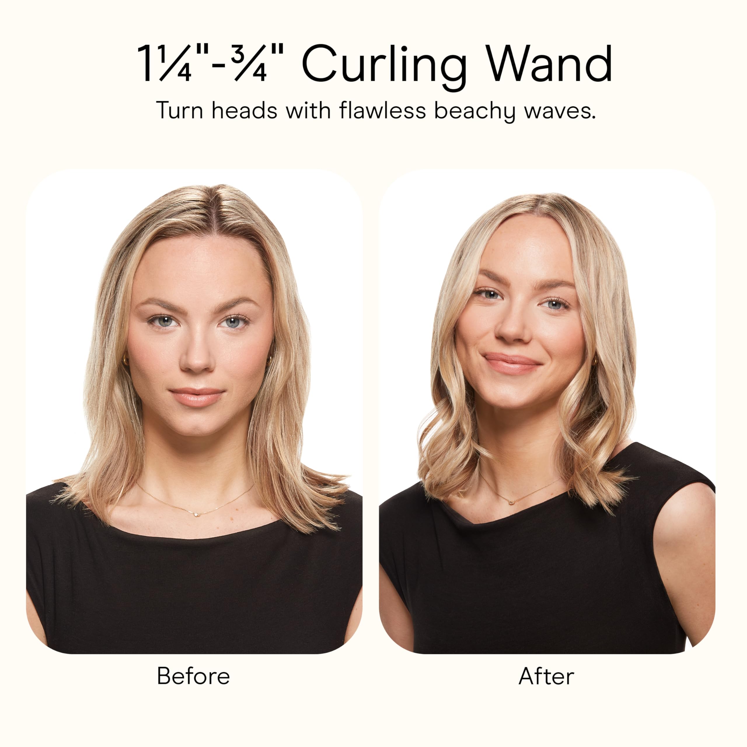 Conair Double Ceramic Tapered Curling Wand, Hair Wand Tapers 1¼ Inch to ¾ Inch to Produce Beachy Waves, 30 Heat Settings, For All Hair Types and Textures, White