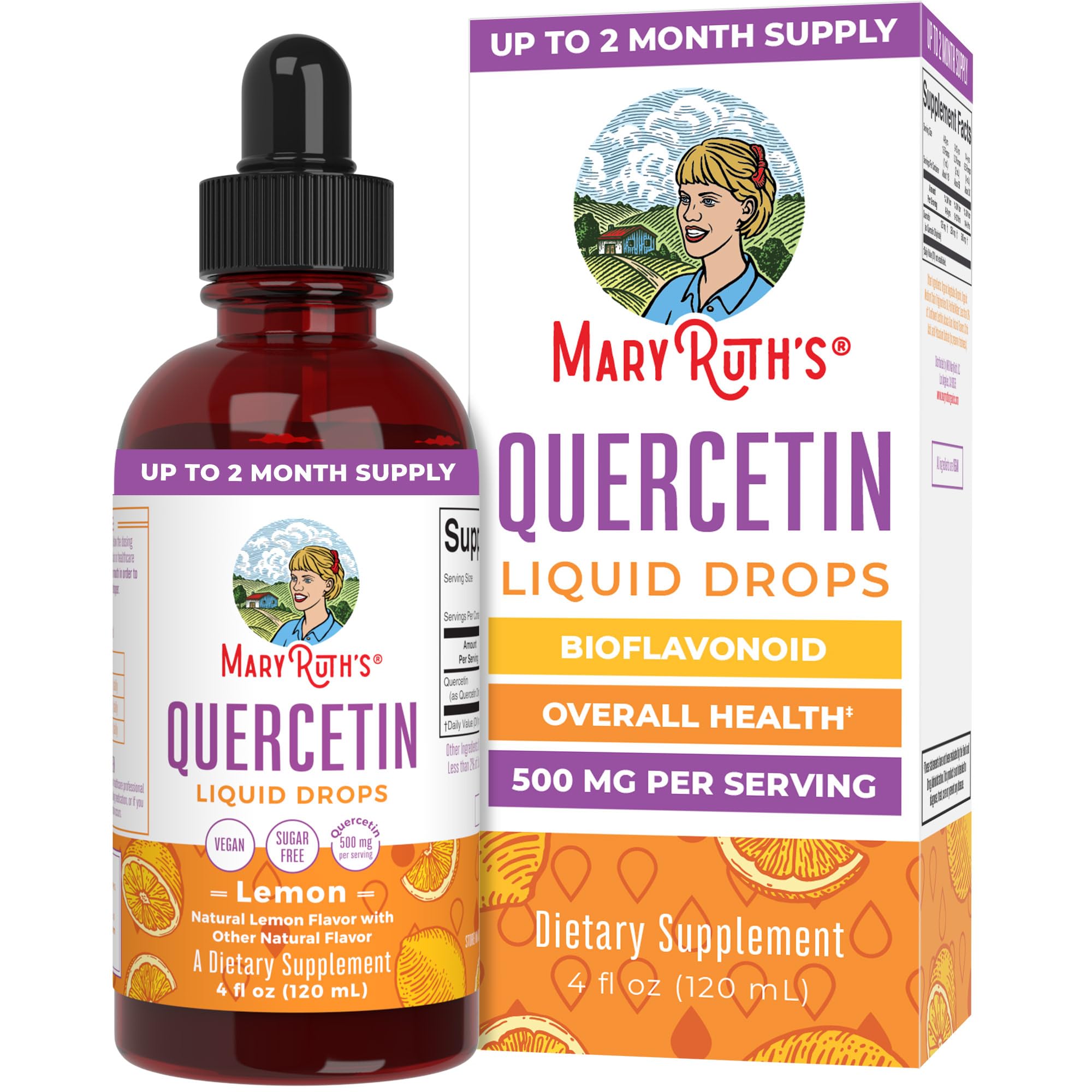 MaryRuth's Quercetin Liquid Drops, Sugar Free, 4 Fl Oz, - Product Imagery