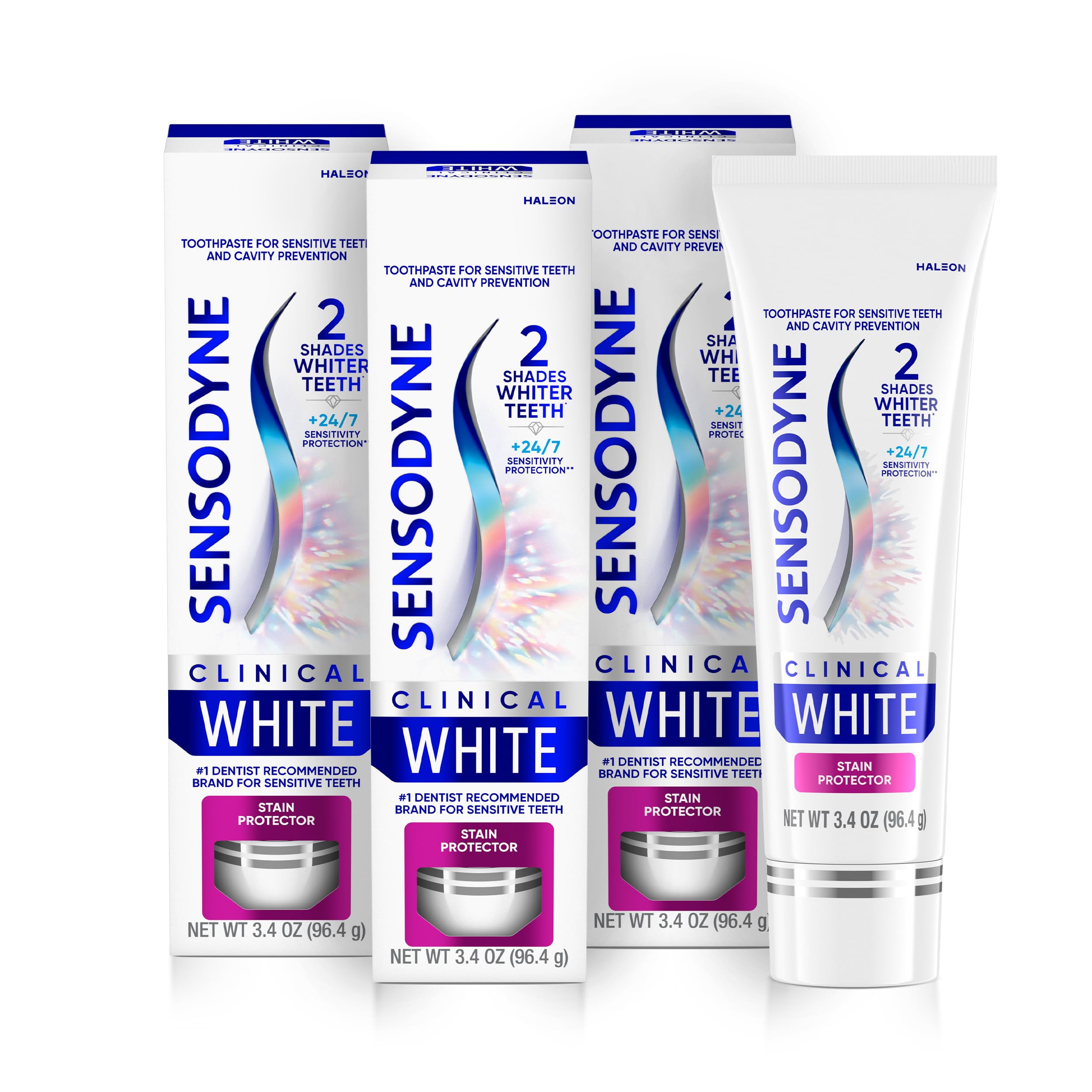 Sensodyne Clinical White Stain Protector Toothpaste, 3.4 oz x 3 - Product Imagery