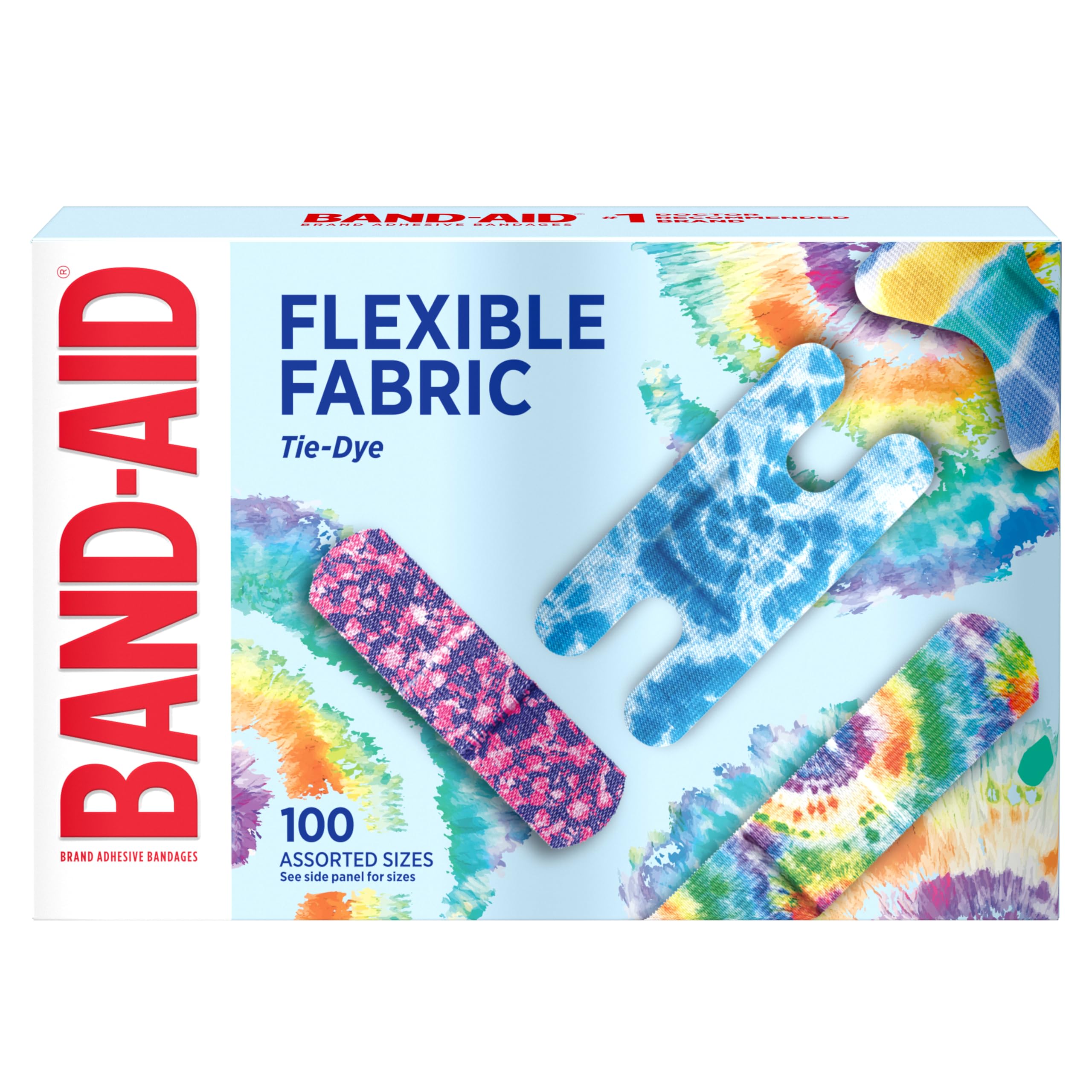 BAND-AID Brand Flexible Fabric Adhesive Bandages, Tie-Dye - Product Imagery