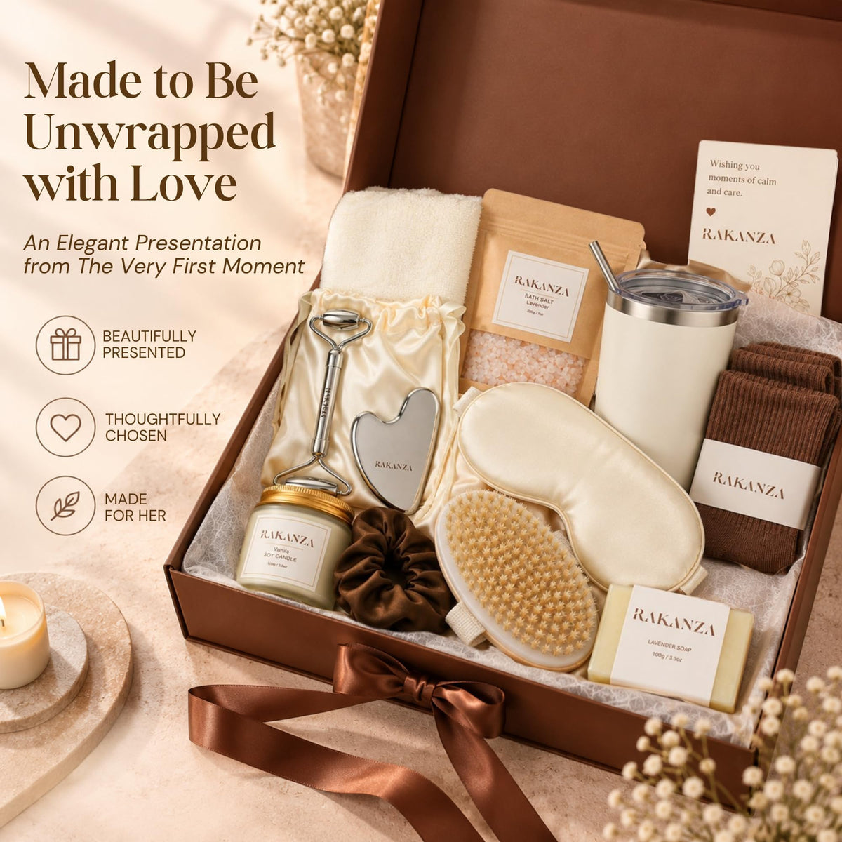 Luxury Spa Gift Set for Women 13 Piece Self Care Basket in - Rakanza Official Imagery - 8