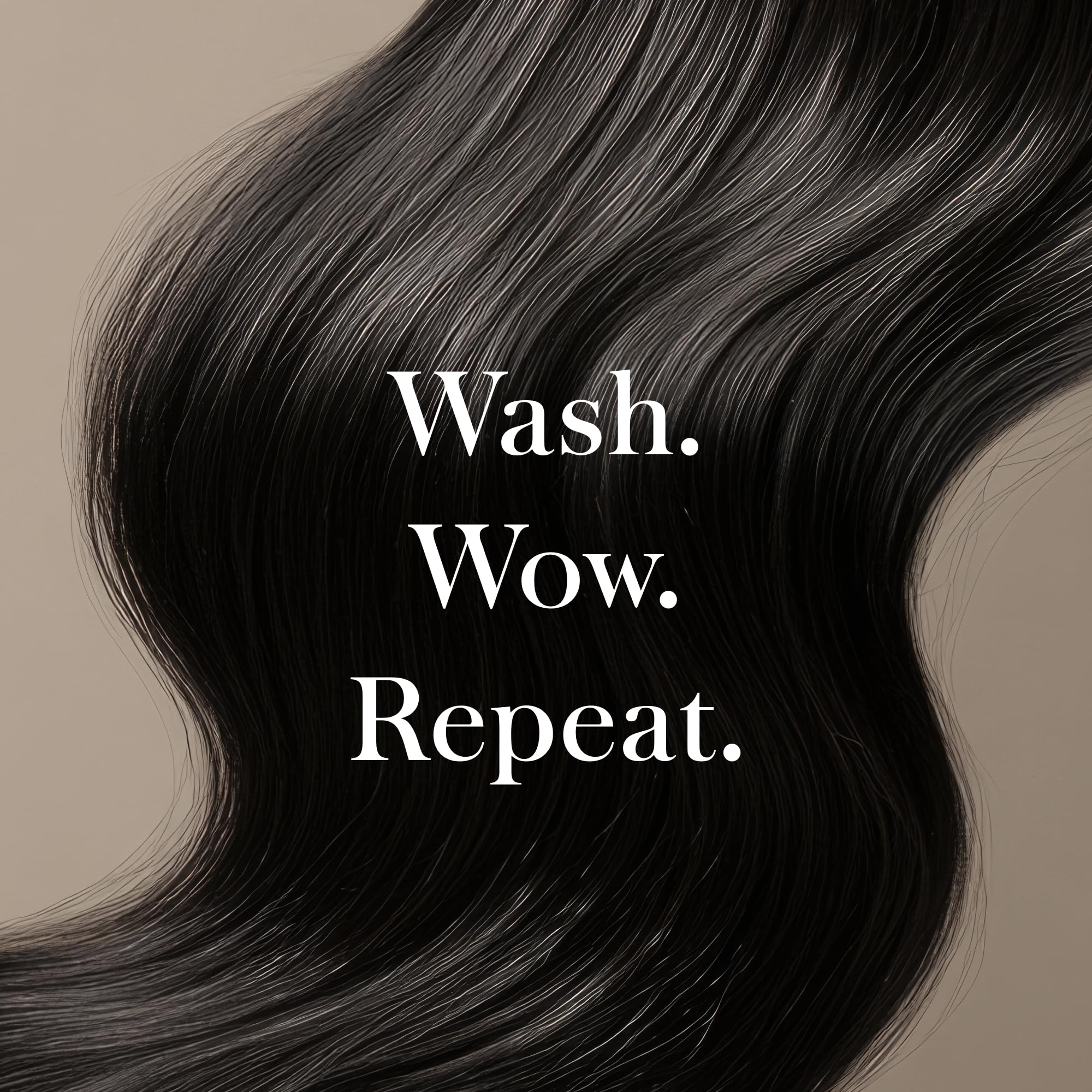 Jon Renau sulfate-free wig shampoo for synthetic hair, featuring a clear bottle with pump dispenser and white and blue label.
