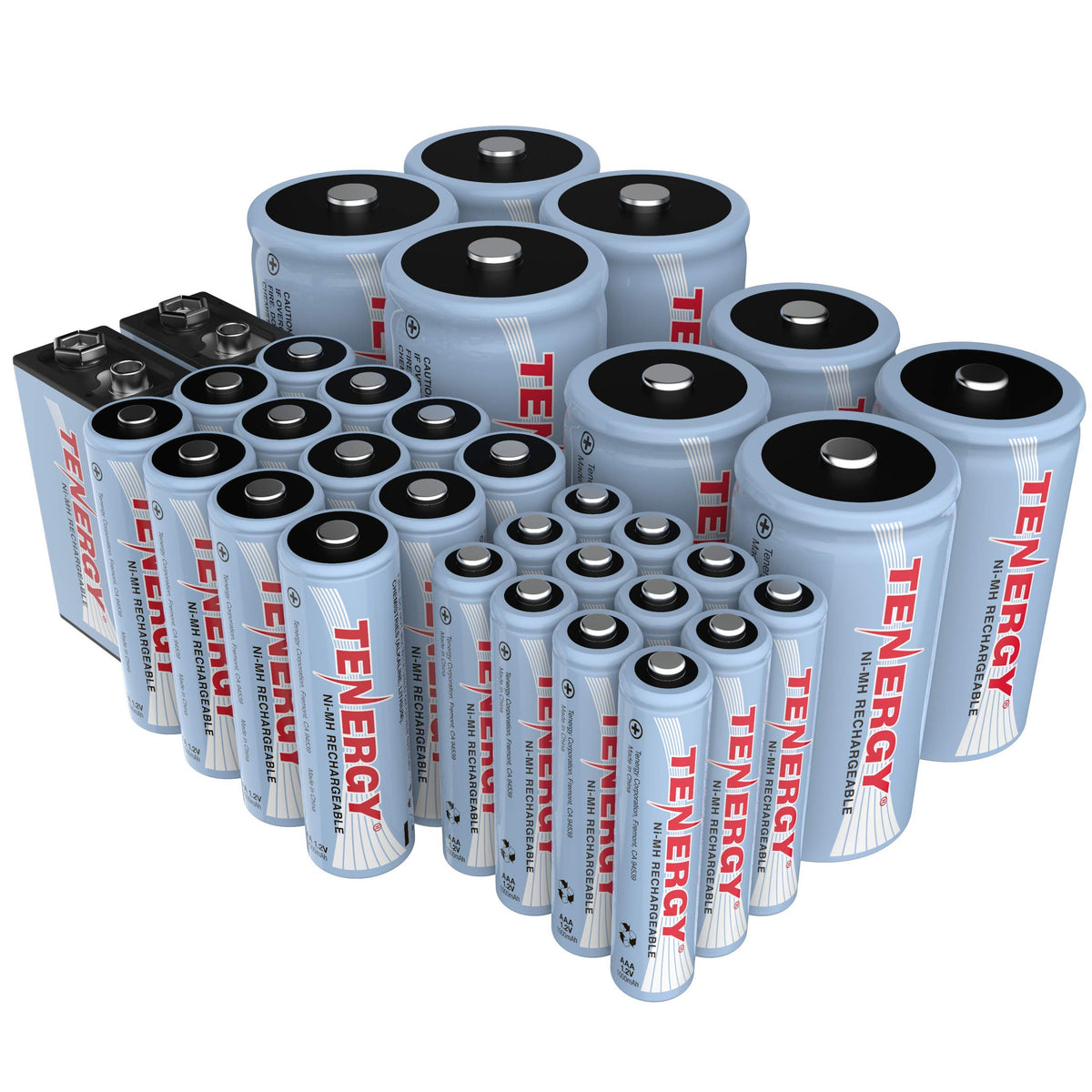Tenergy NiMH Rechargeable Batteries Variety Pack AA AAA C D - Tenergy Official Imagery - 1