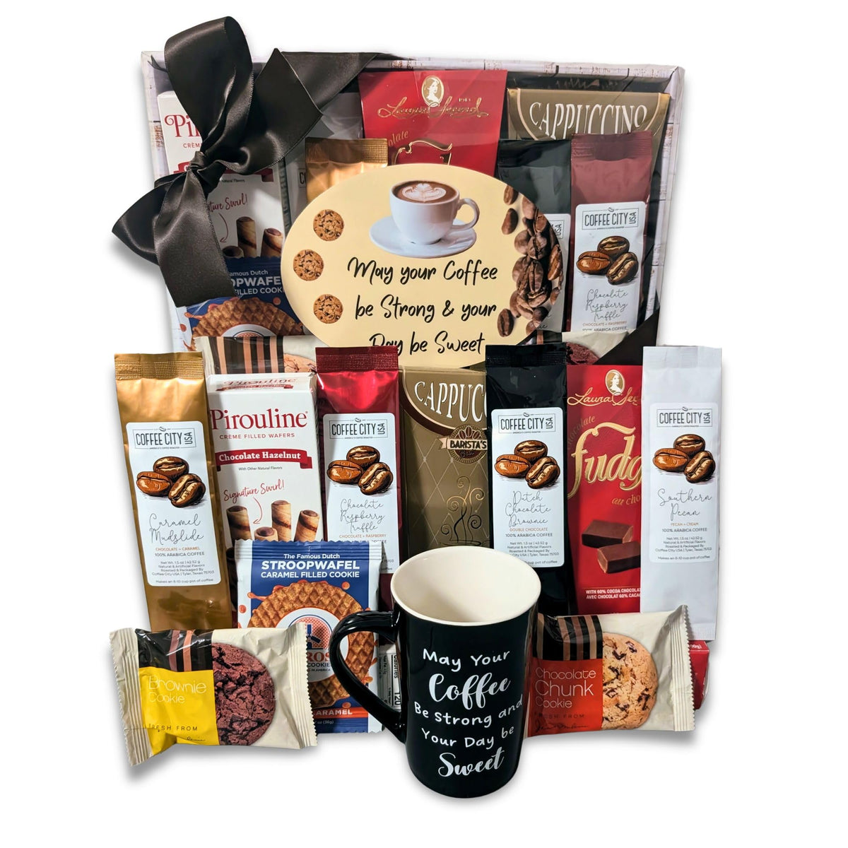 Coffee Gift Basket with Mug Gourmet Coffe Chocolate Cookies - Gifts Arranged Official Imagery - 2