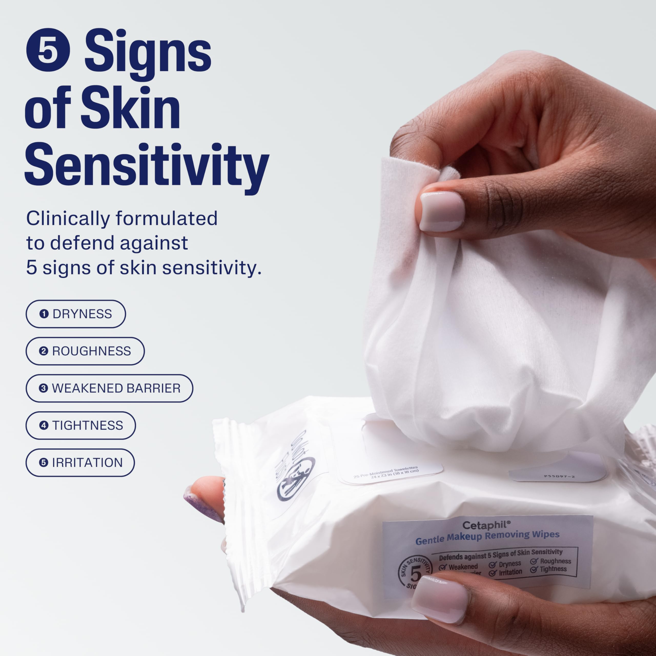 Cetaphil Gentle Makeup Remover Face Wipes, fragrance-free skin cleaning wipes in a 25-count package.