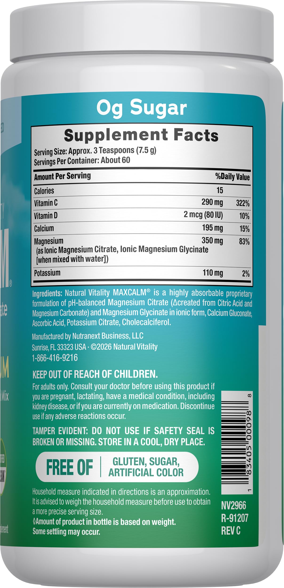 Natural Vitality Calm Magnesium & Calcium Powder