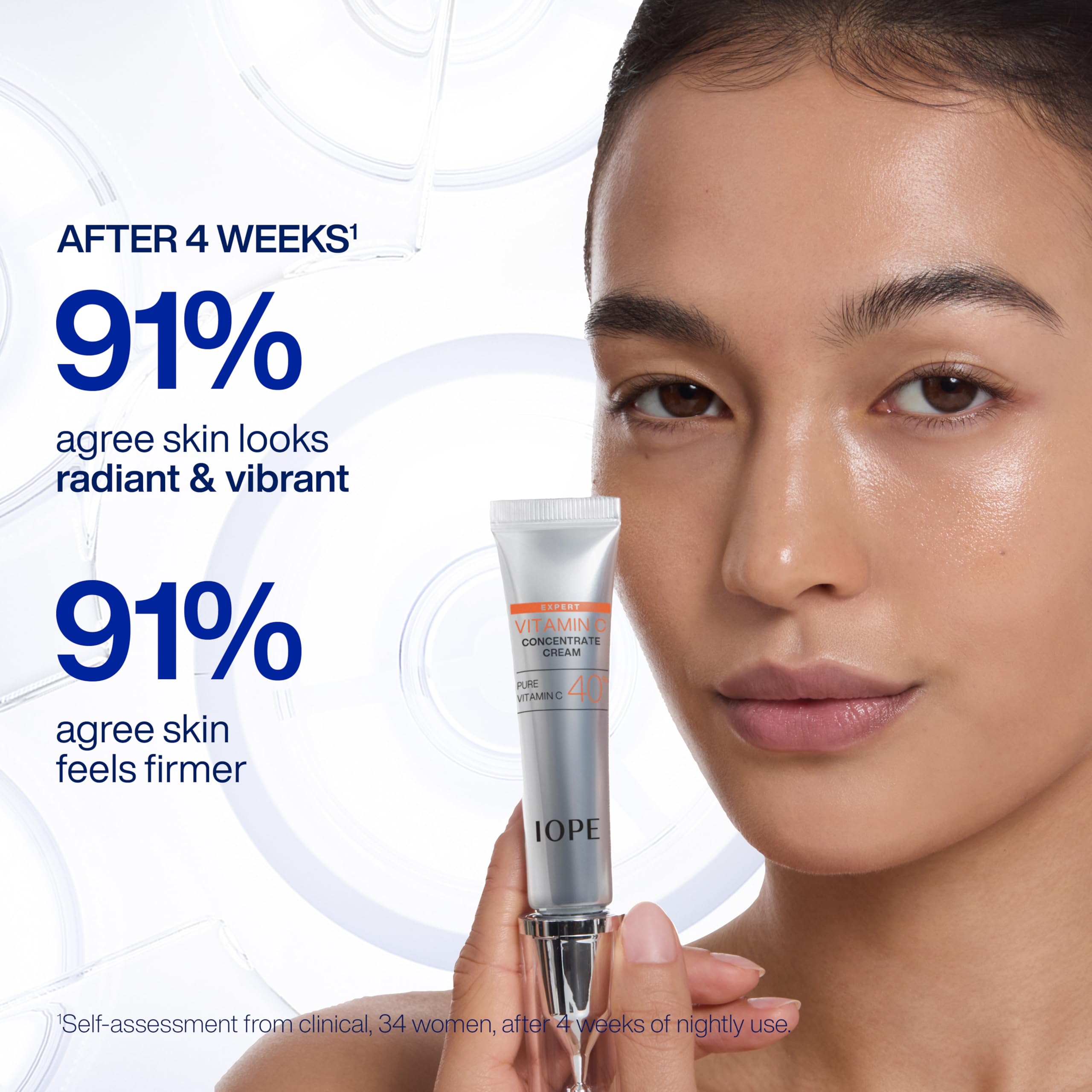 IOPE Expert Vitamin C 40% Concentrate Cream, skin moisturizer in 0.67 oz jar with vibrant orange packaging.