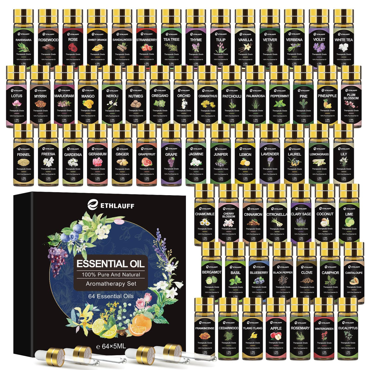 Essential Oil Set 64 Pack Aromatherapy Essential Oils Kit - Ethlauff Official Imagery - 2