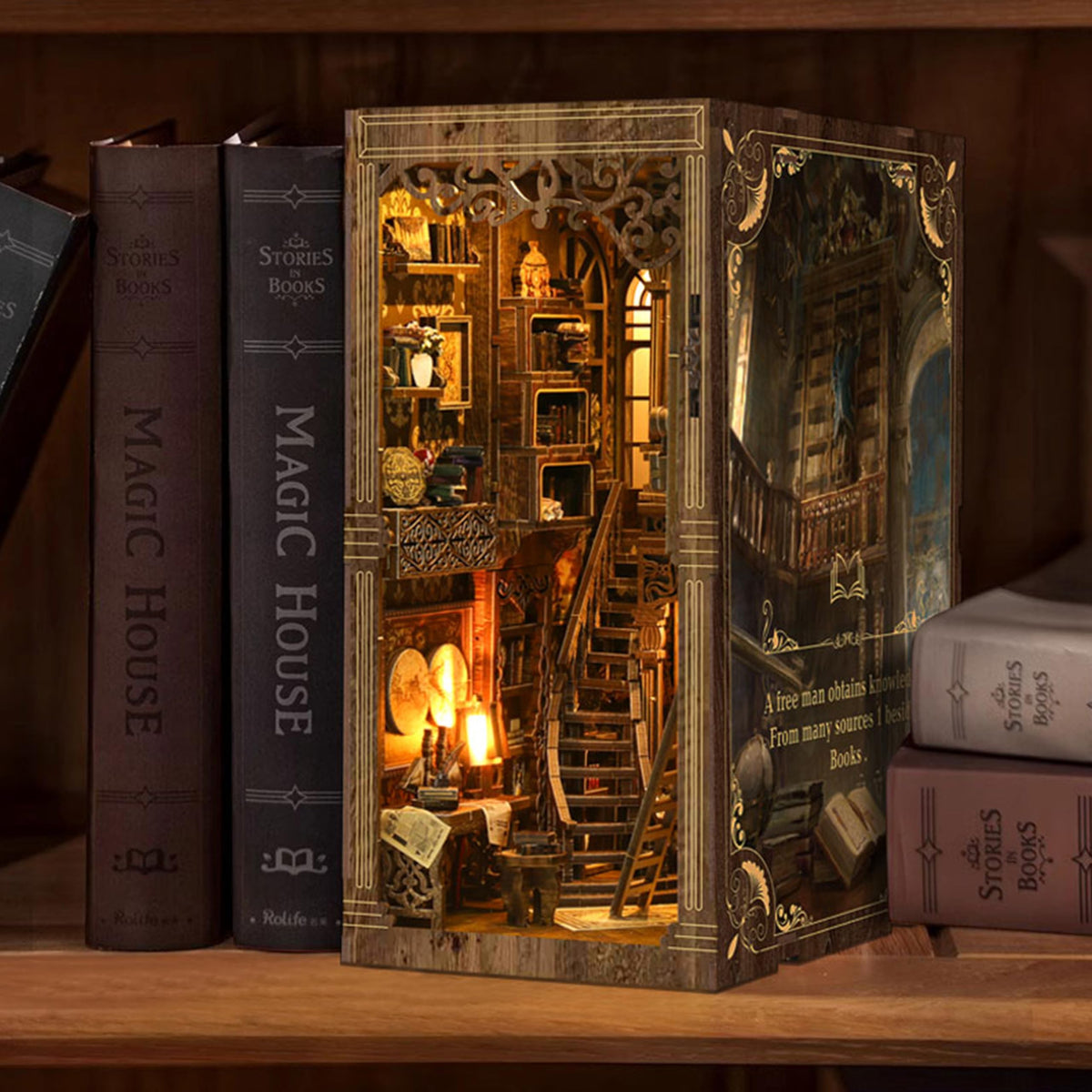 Book Nook Kit Library Booknook Kit Dollhouse Bookshelf - ISSEVE Official Imagery - 8