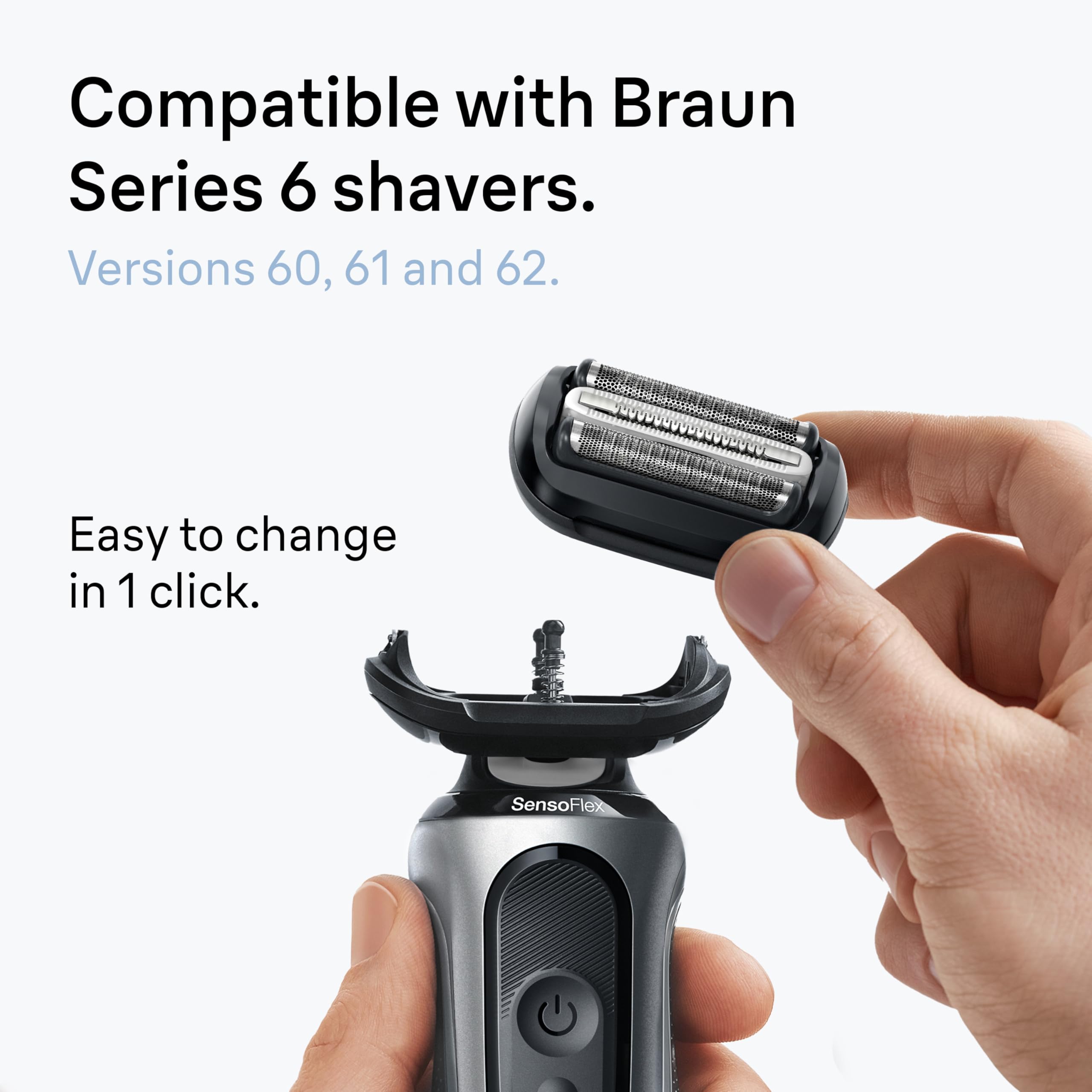 Braun Series 6 Electric Shaver Replacement Head with Sensitive Skinguard, Easily Attach Your Shaver Head, Compatible with New Generation Series 6 Shavers, 64B, Black