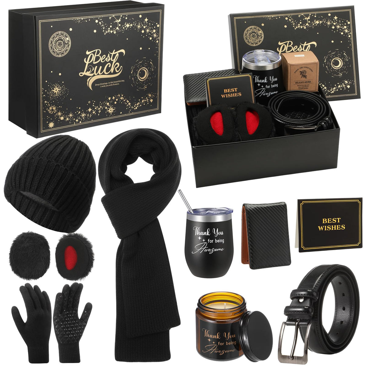 Patelai 10 Pcs Winter Gift Set for Men Scarf Beanie Gloves - Patelai Official Imagery - 2