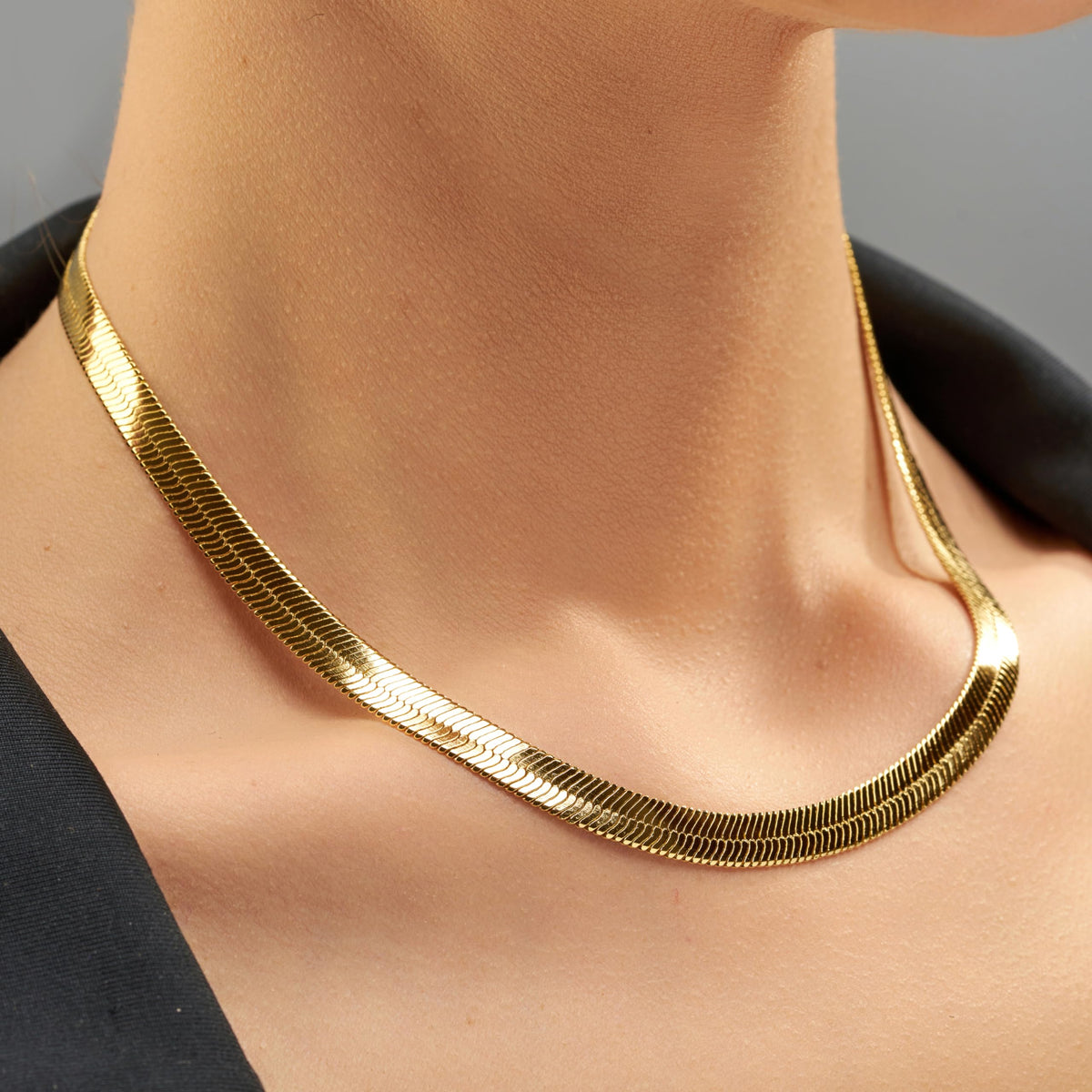 LIFETIME JEWELRY 7mm Gold Herringbone Necklace for Women - Flexible Kink-Resistant Chain with 10X More Real 24K Gold Pla