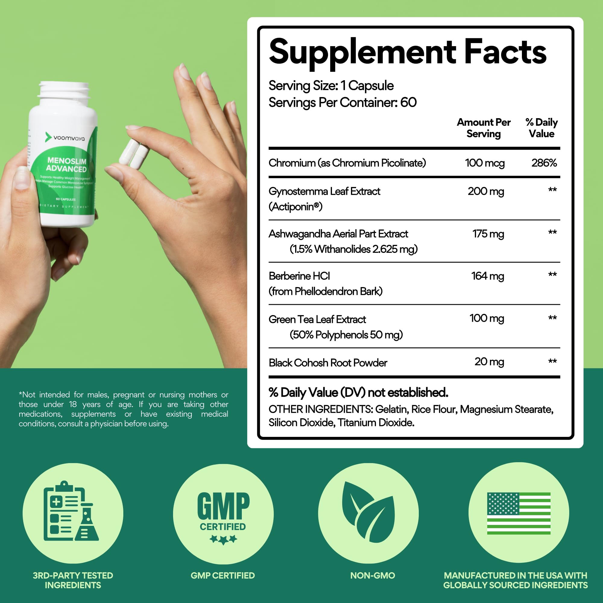 VoomVaya MenoSlim Advanced Menopause Weight Loss Supplements for Women