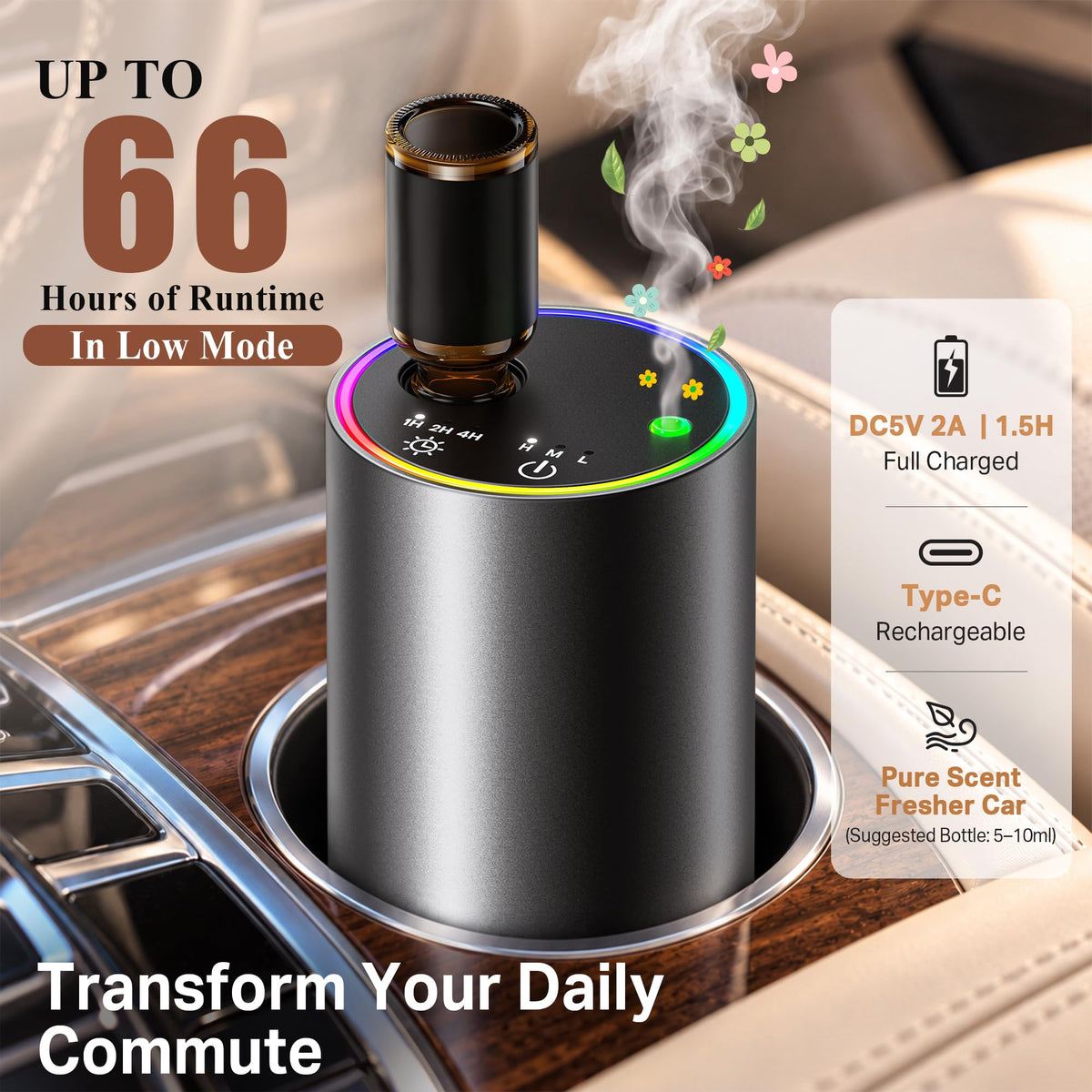 Juremouxa Waterless Diffuser for Essential Oil for Car,Home,Starry Gray – packaging and label