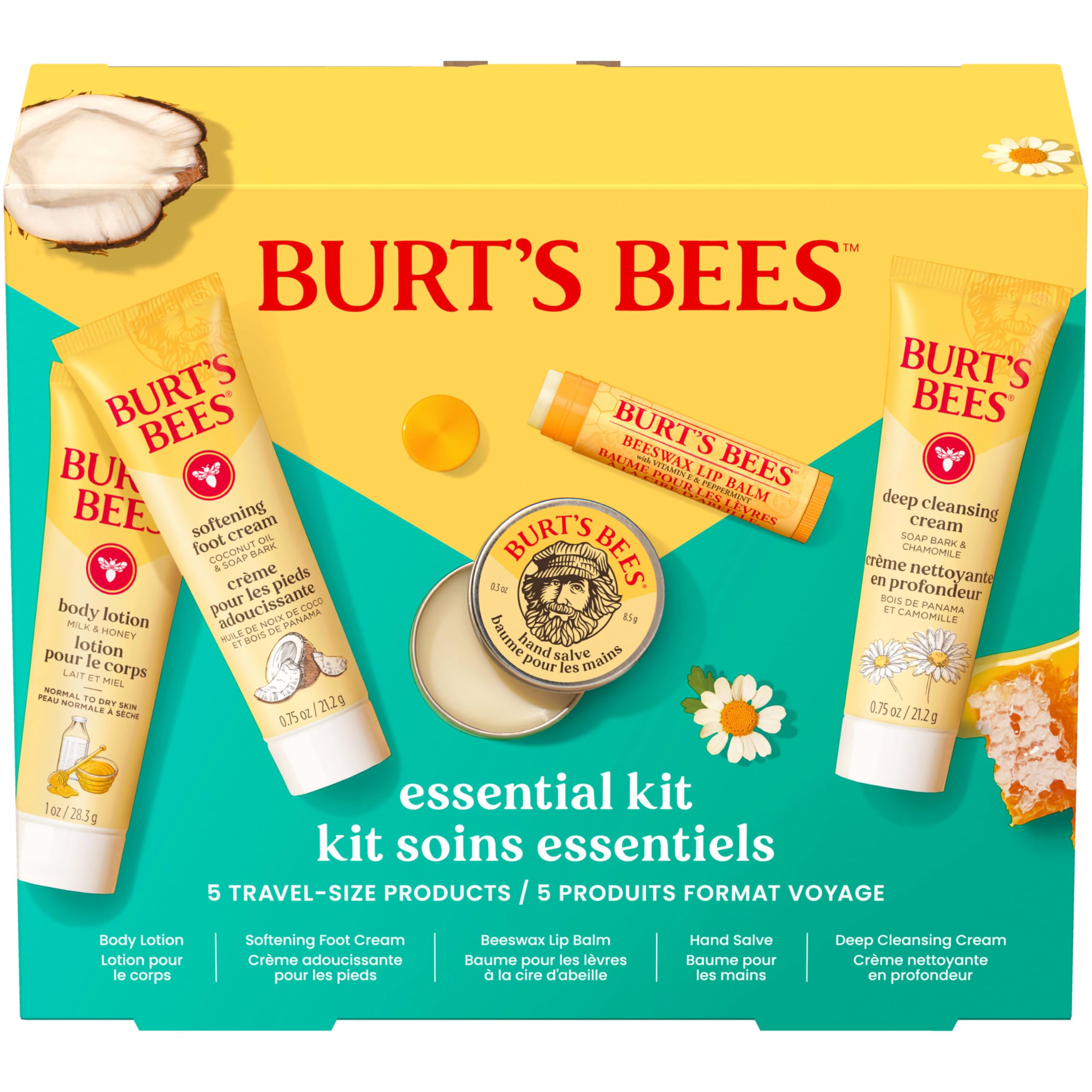Burt's Bees Essentials Kit Gift Set, 5 Travel Size Products - Product Imagery