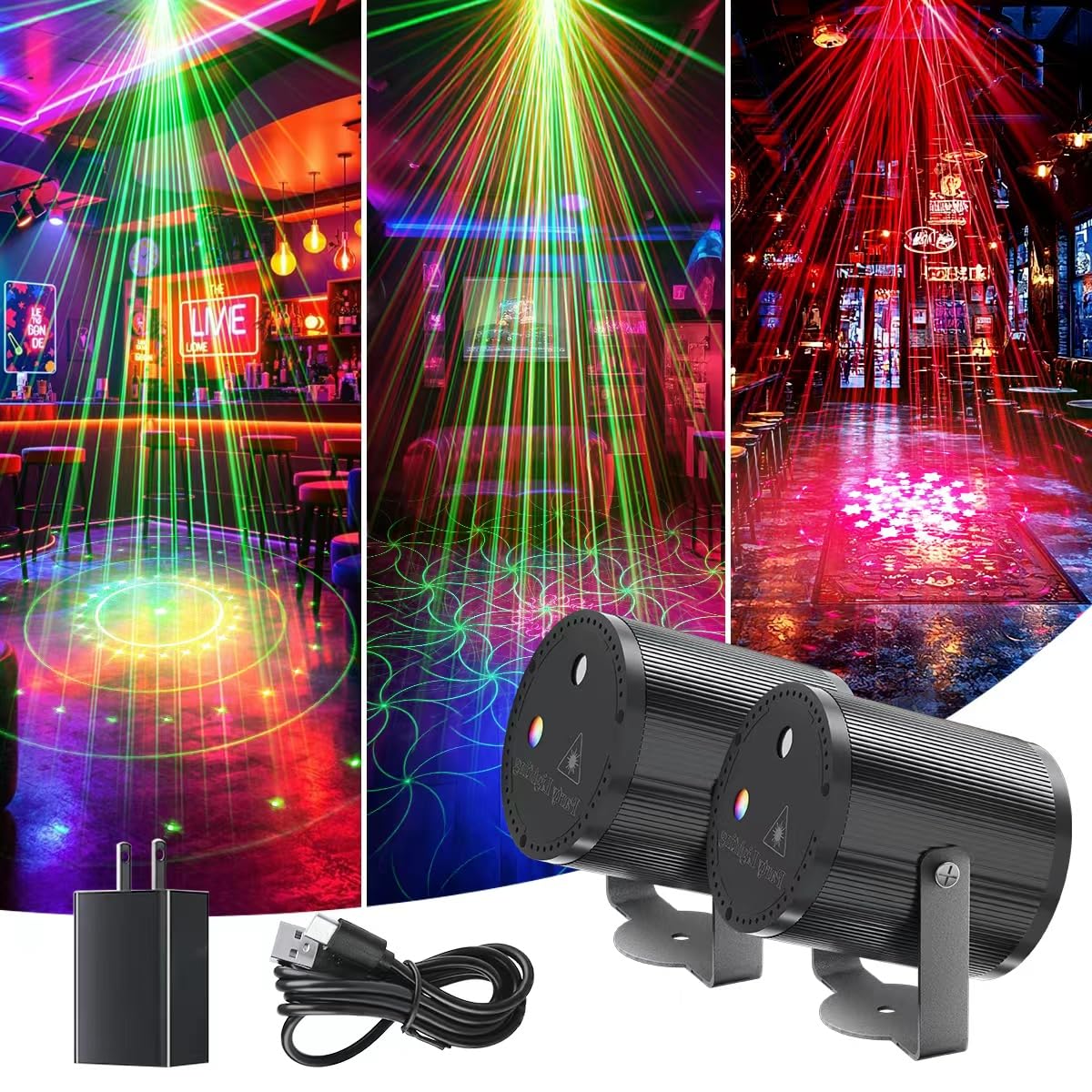 Mslitely Mini Disco Light Party Light Sound Activated dj Equipment 2 Pack