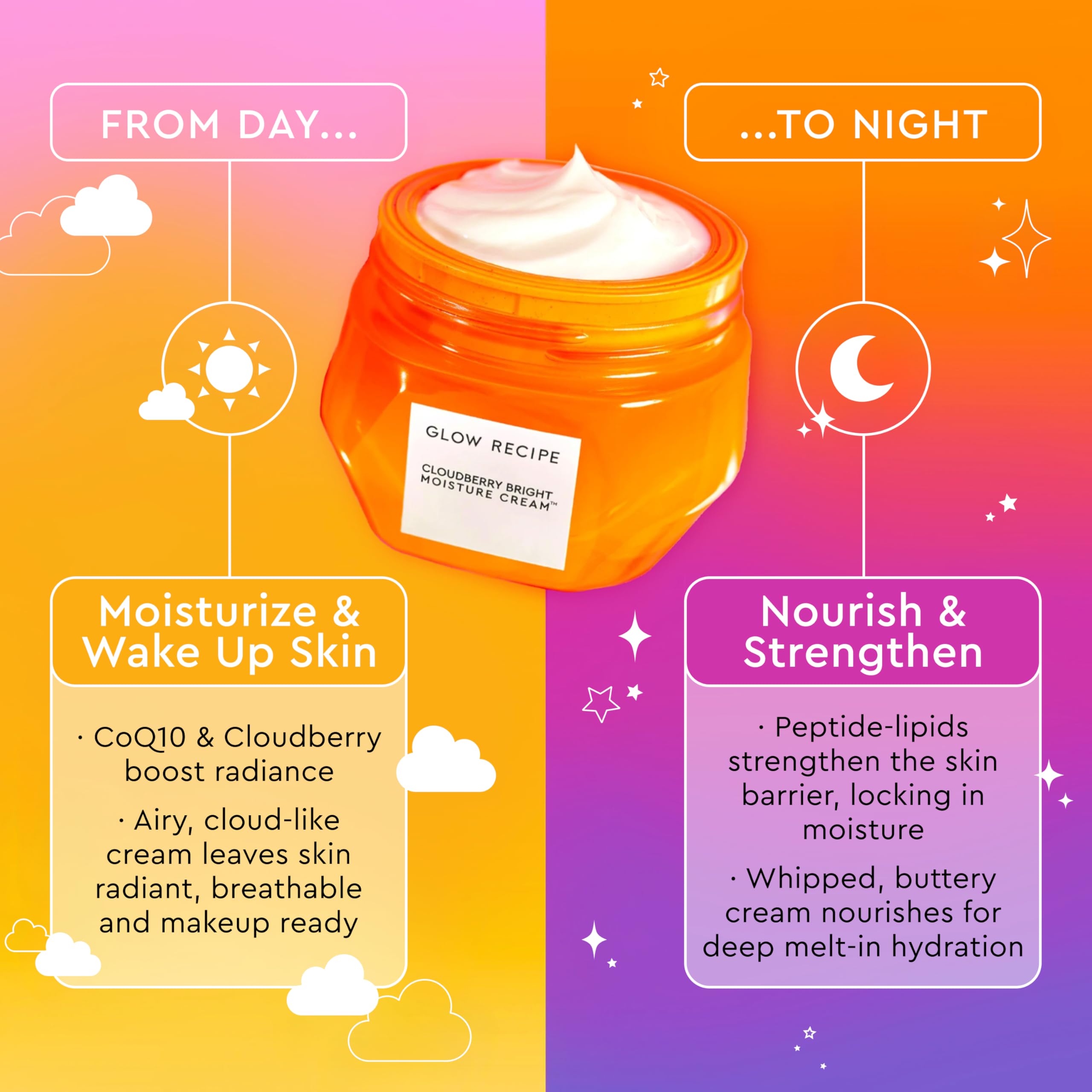 Glow Recipe Cloudberry Bright Cream refill pod, 50ml, a hydrating skin moisturizer in a sleek container.
