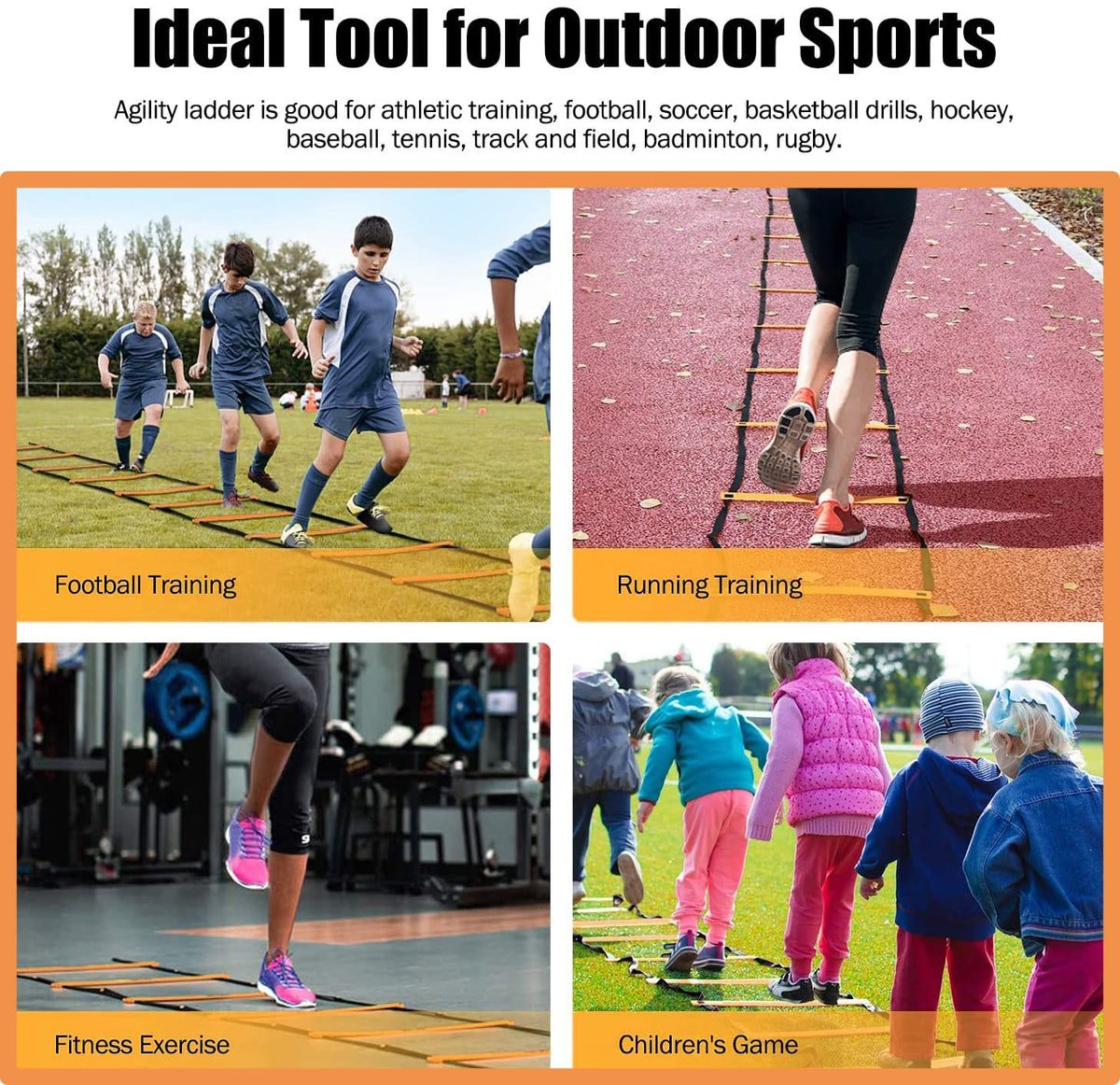 ENDIESS Agility Ladder Set 20ft, 4 Hurdles, 12 Soccer Cones, Jump Rope & Running Parachute - Speed Agility Training Equi